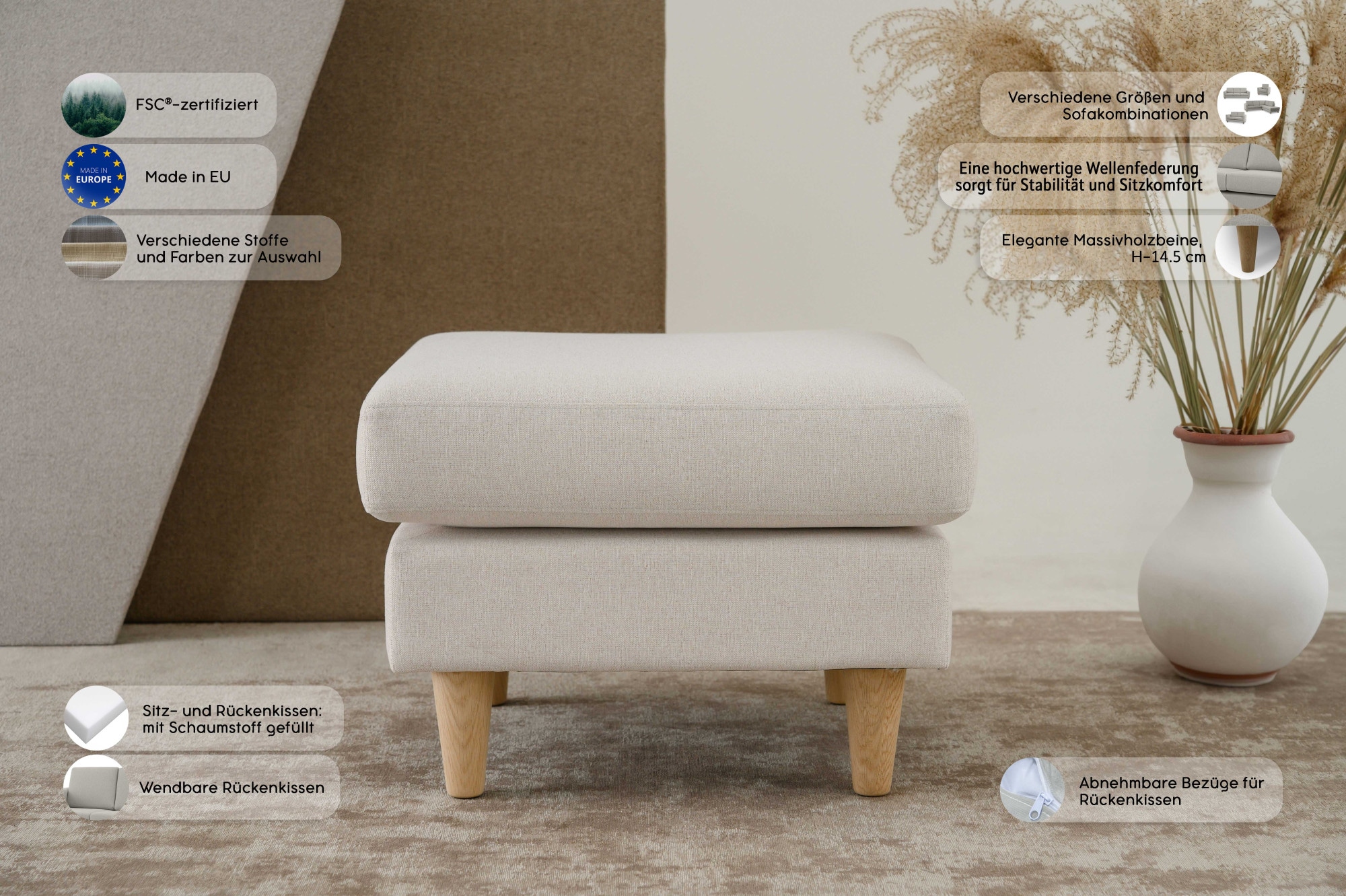 GOODproduct Tabouret rembourré »Tvinno« im skandinavischen Stil