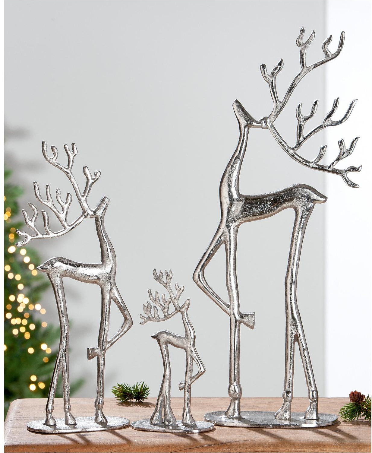 Casablanca by Gilde Sculpture »Figur Nordy silberfarben« Figurine déco renne Noël hiver bois de cerf décoration de table