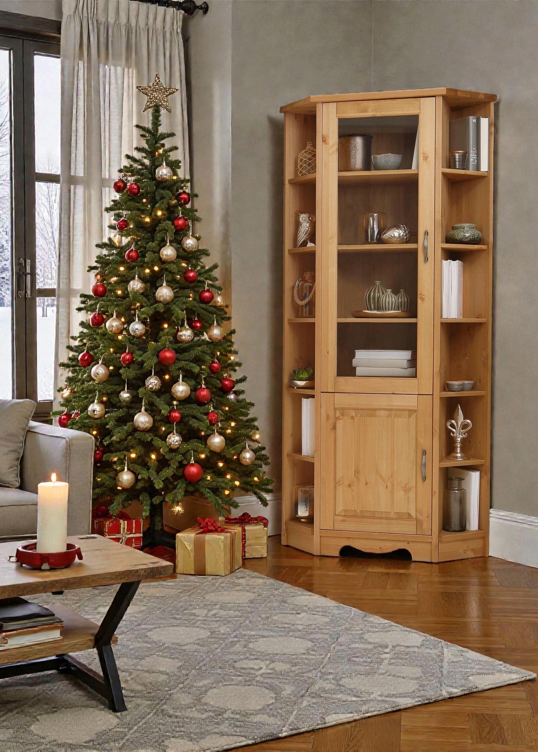 Home affaire Eckvitrine »Trinidad« Höhe 188 cm, FSC® zertifiziertes Massivholz