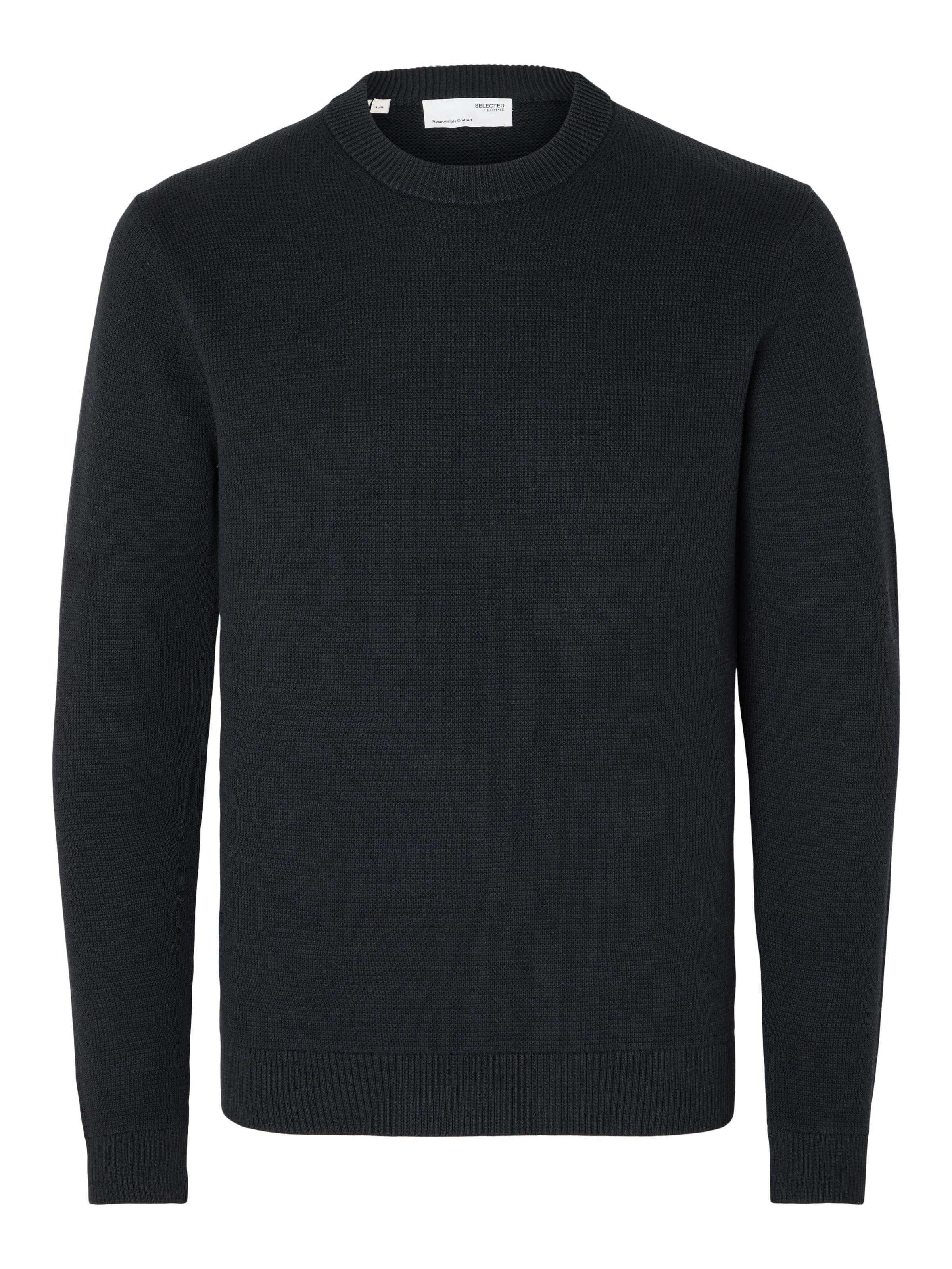 SELECTED Rundhalspullover »SLHDANE LS KNIT STRUCTURE CREW NECK NOOS« Baumwolle, regular fit