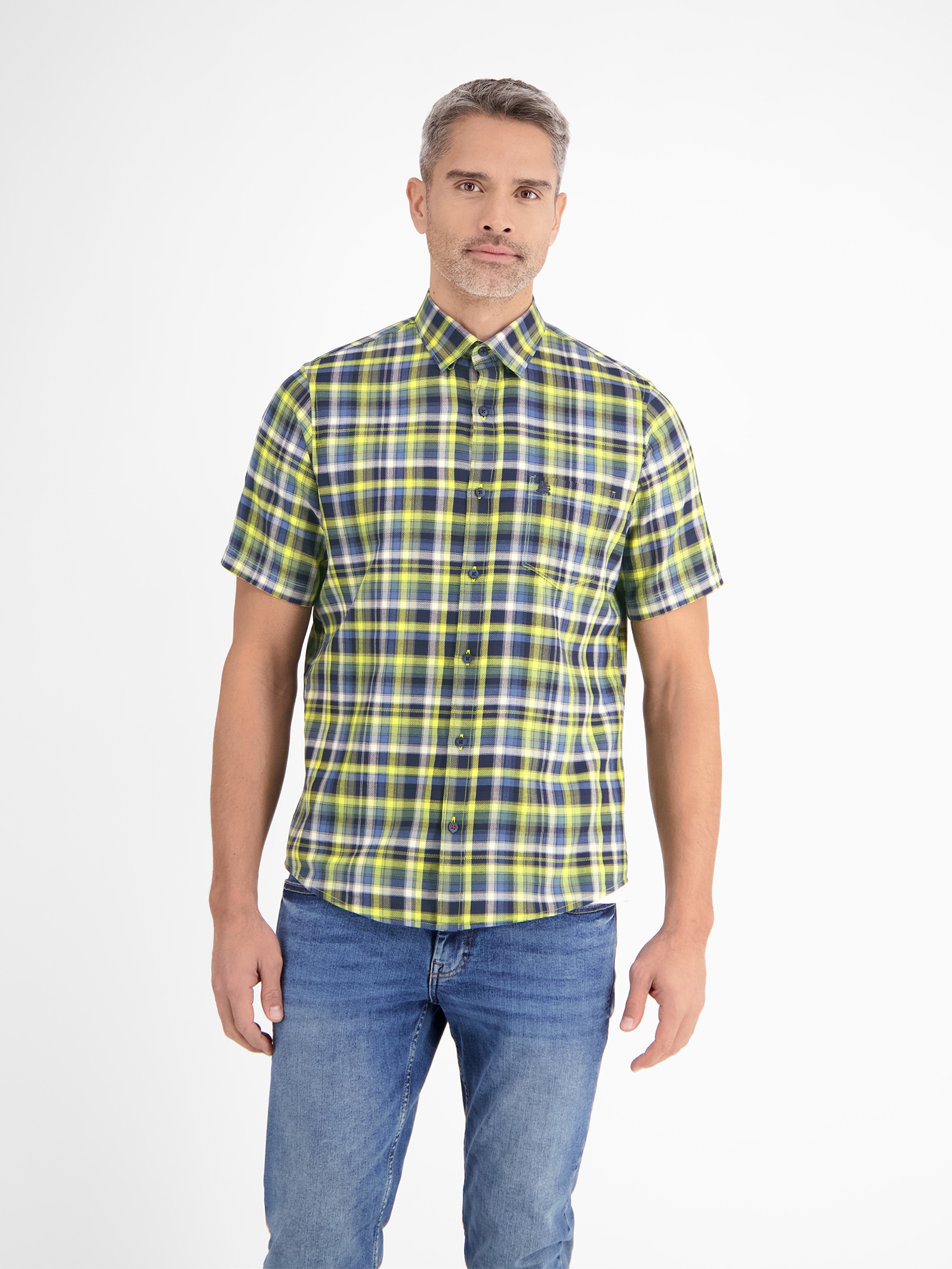 LERROS Chemise à manches courtes »Kariertes Halbarmhemd in Strukturqualität«