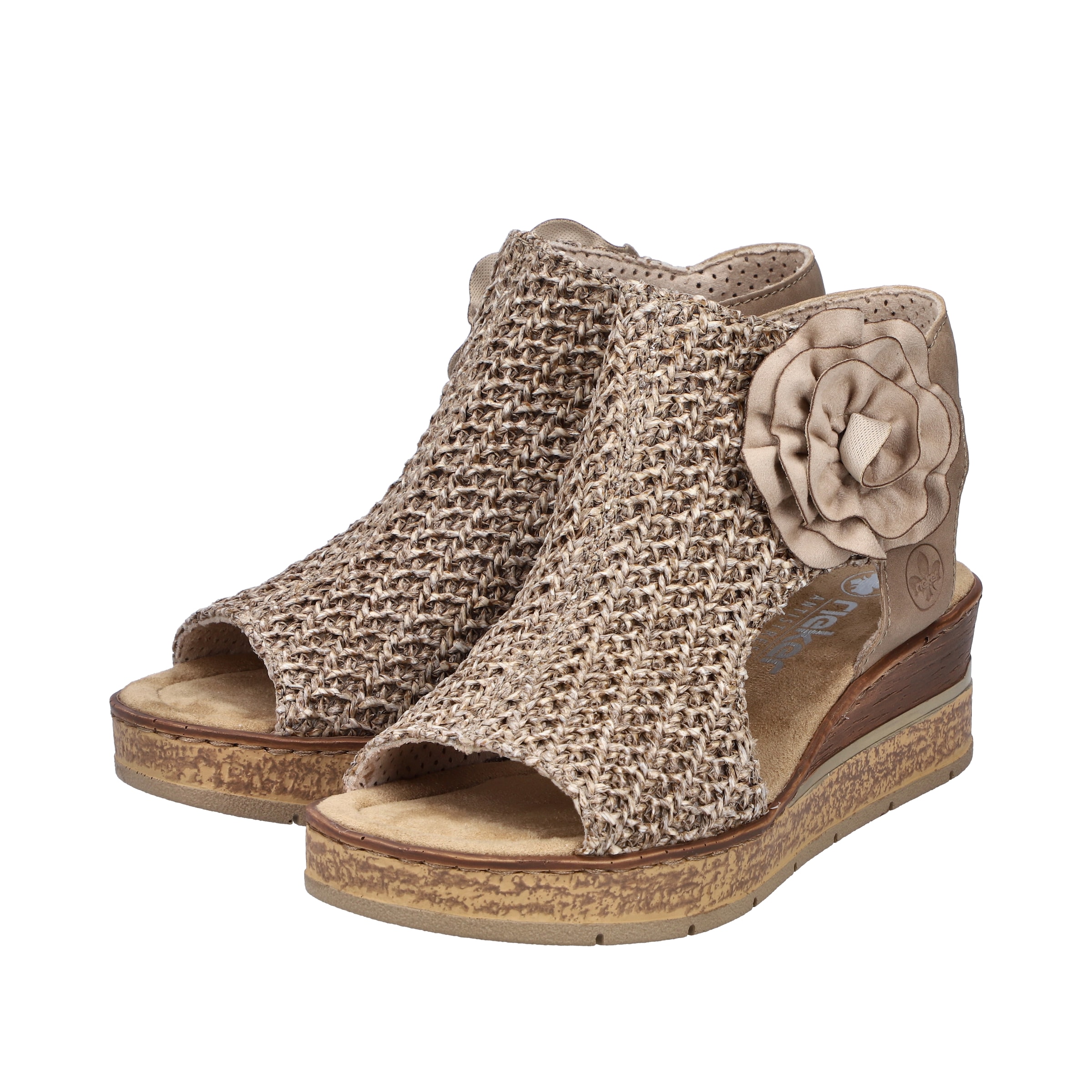 Rieker  Sandale compensée, chaussure d'été, sandalette à plateforme avec fleur
