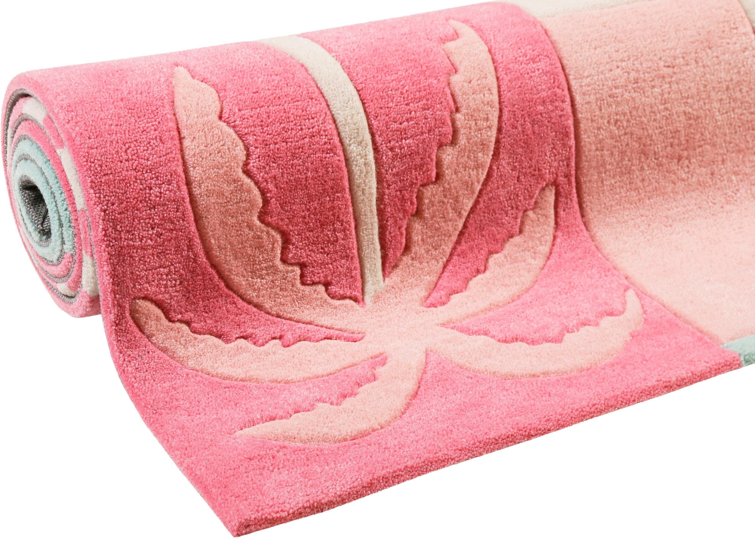 SMART KIDS Kinderteppich »Fruity Flamingo« rechteckig 9 mm Höhe Flamingos Palmen, Konturenschnitt