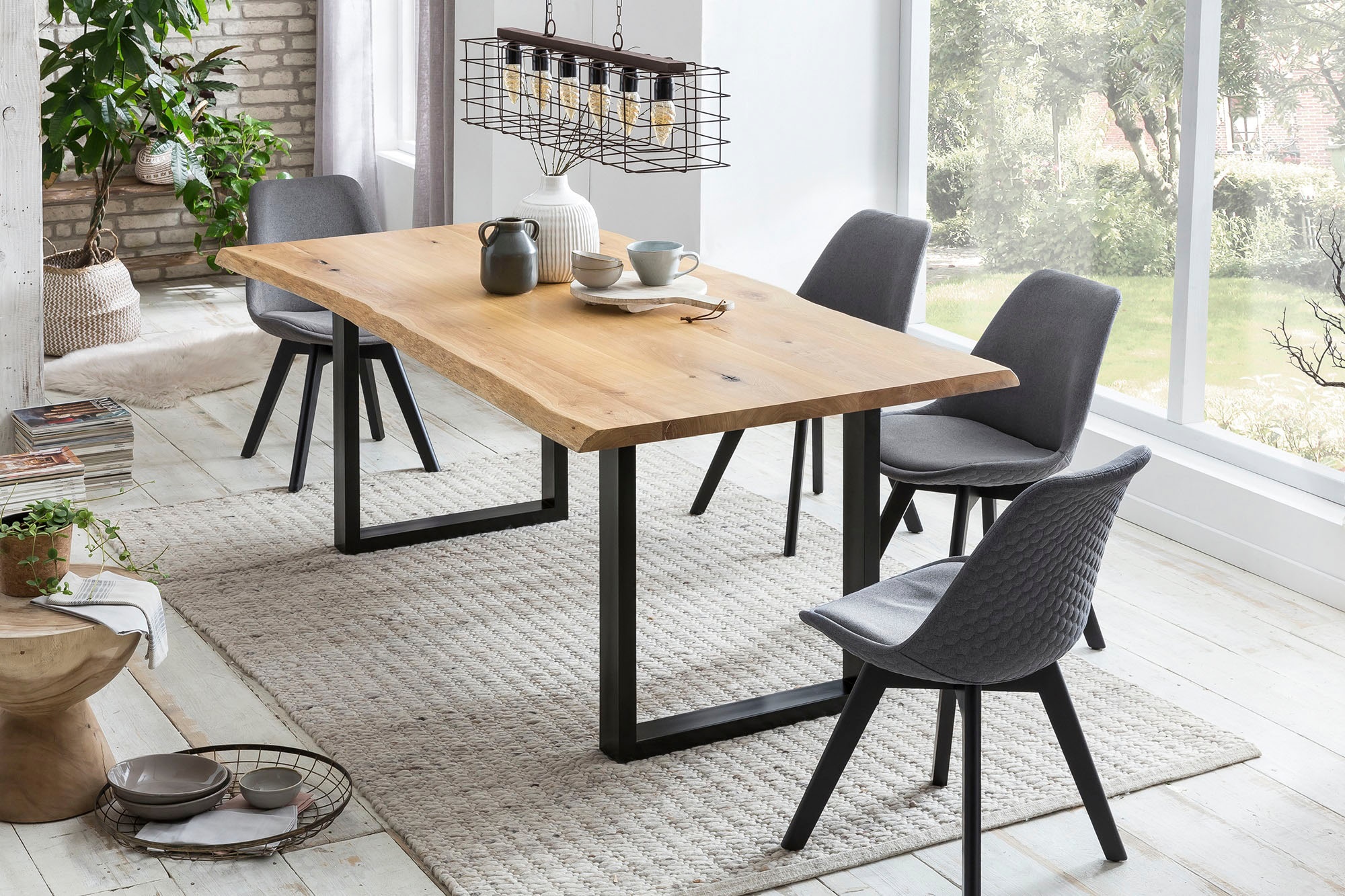 SalesFever Esstisch »Design-Speisetisch für stilvolles Ambiente« UV-lackierte Eichenholz-Tischplatte, 40mm
