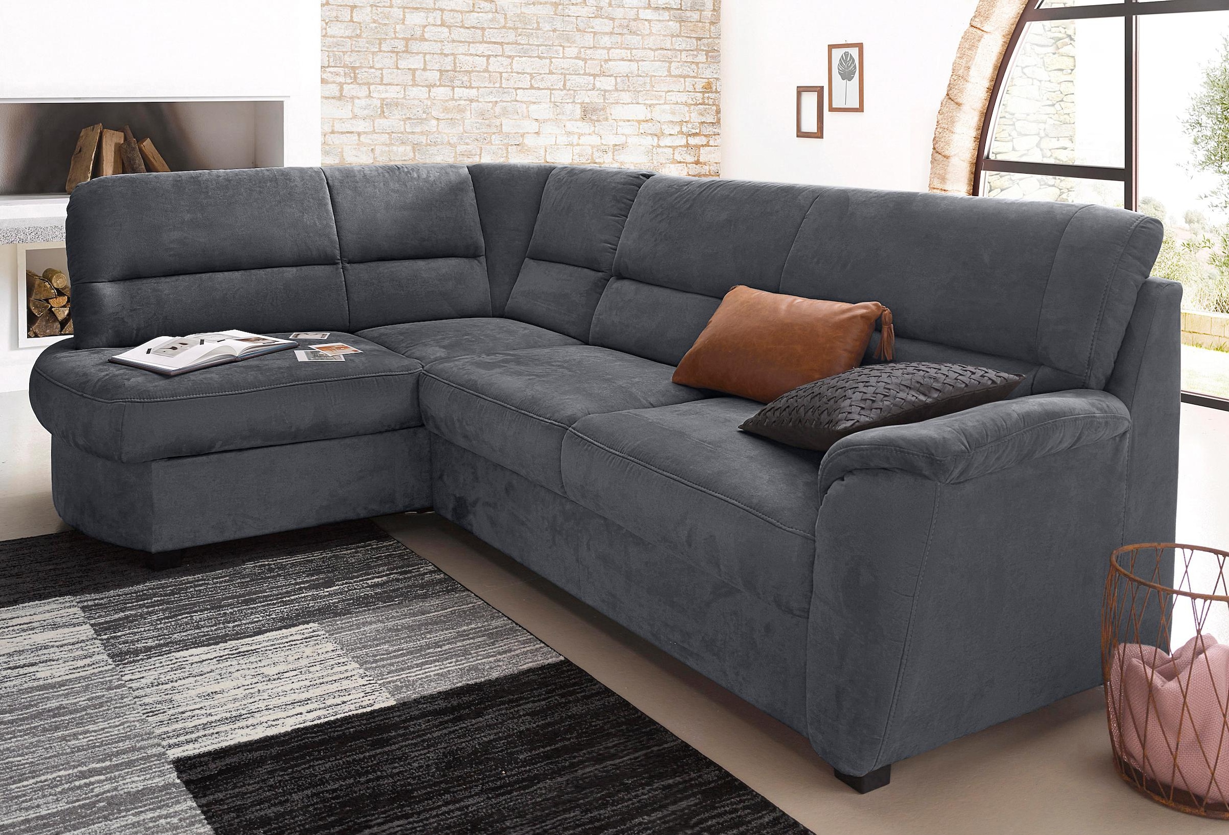 sit&more Ecksofa »Pandora L-Form« wahlweise mit Bettfunktion und Bettkasten