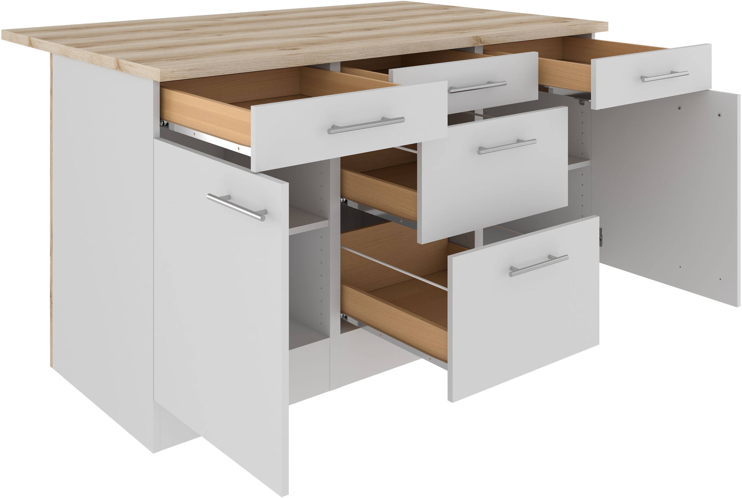 OPTIFIT Ilot de cuisine »Optifit« Breite 150 cm, 2 Türen, 3 Schubkästen, 2 Auszüge