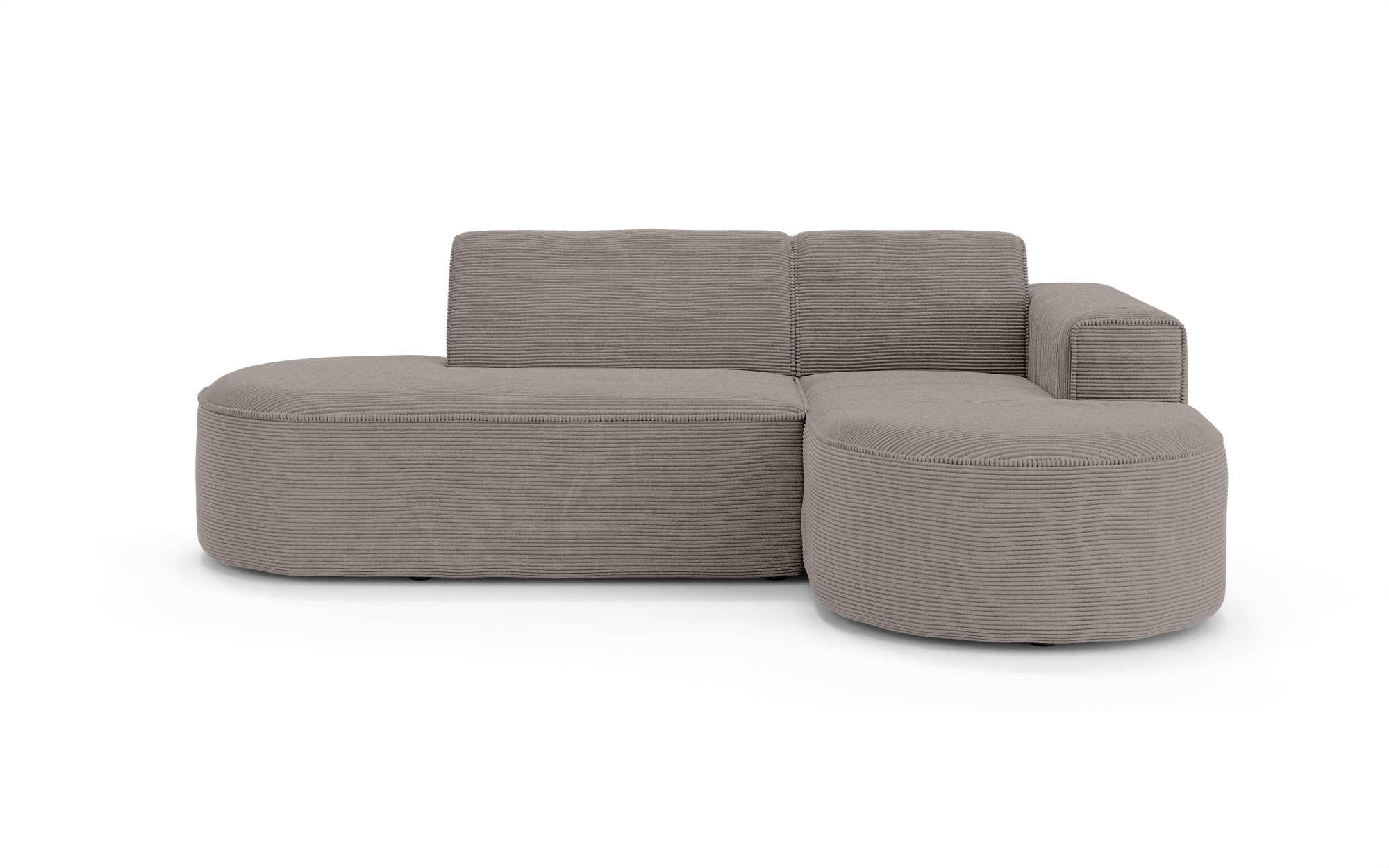 GOODproduct Ecksofa »ADELLA Design-Sofa mit Recamiere rechts/links, 248/159/76 cm« L-Form mit Wellenunterfederung, runde Form, auch in Cord