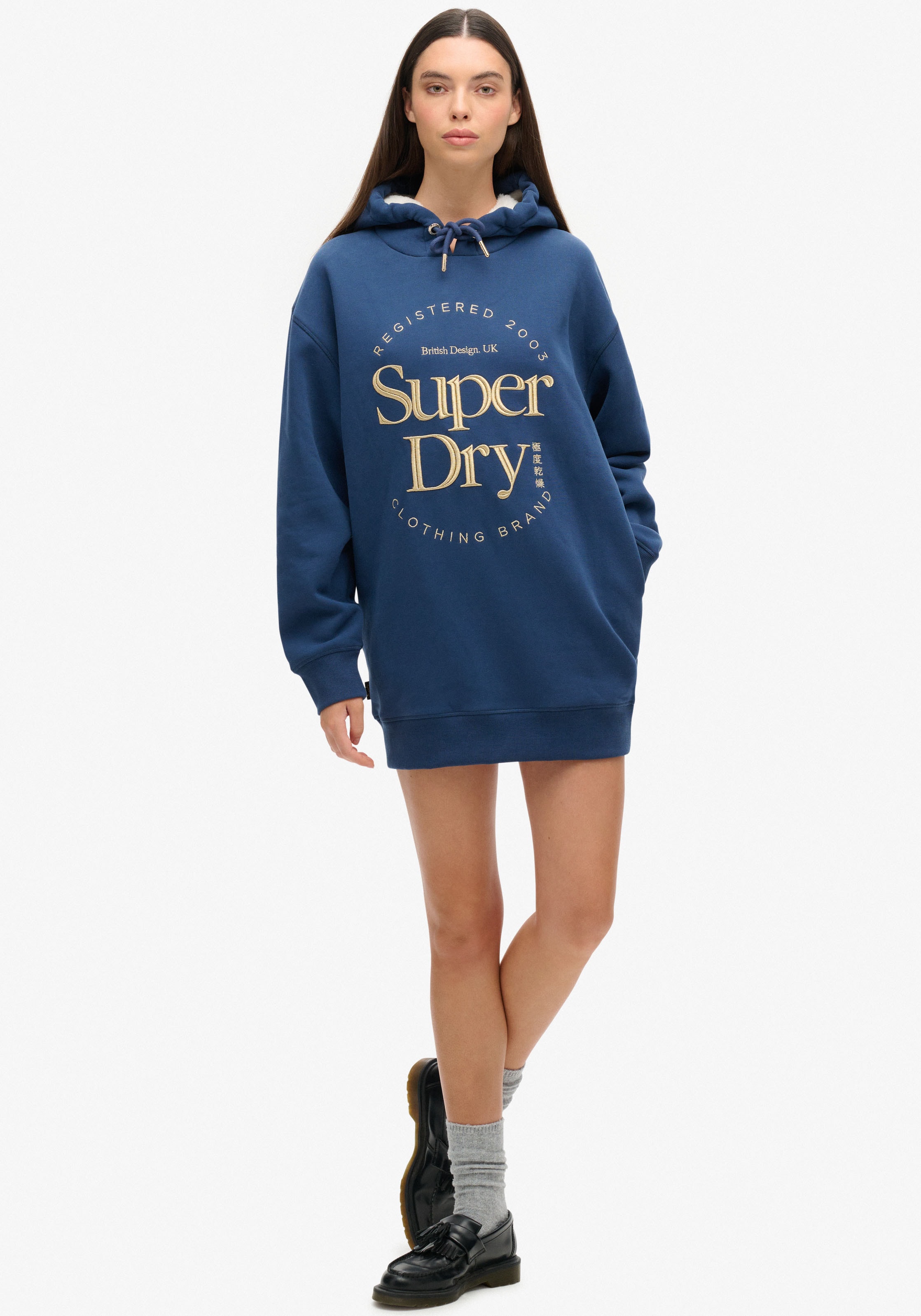 Superdry Robe en jersey »LUXE METALLIC LOGO HOOD DRESS« Sommerkleid,