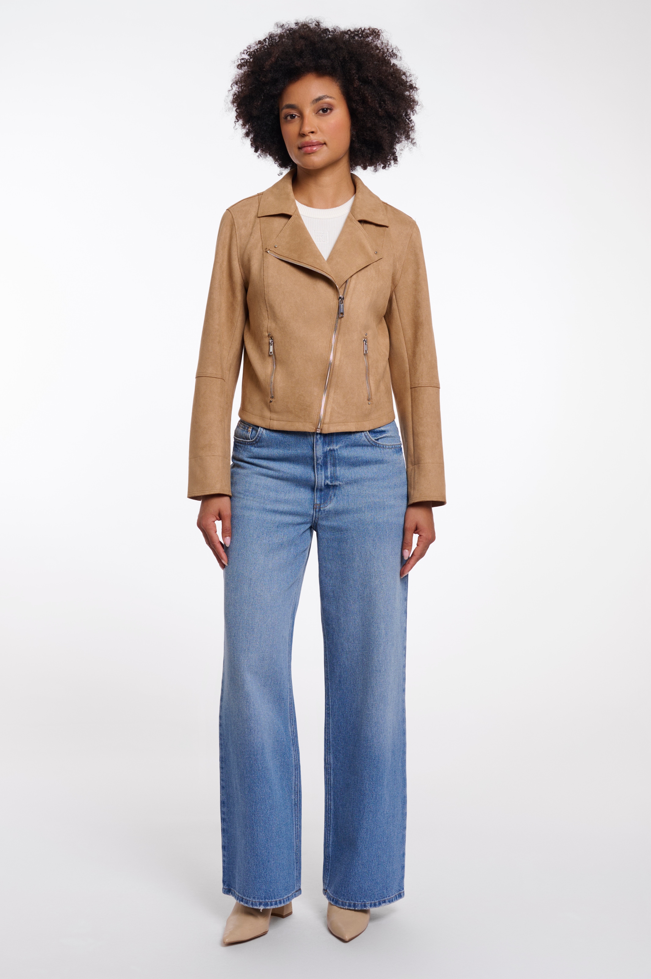 Rino & Pelle Bikerjacke »INE« ohne Kapuze mit schrägem Reissverschluss und Reverskragen