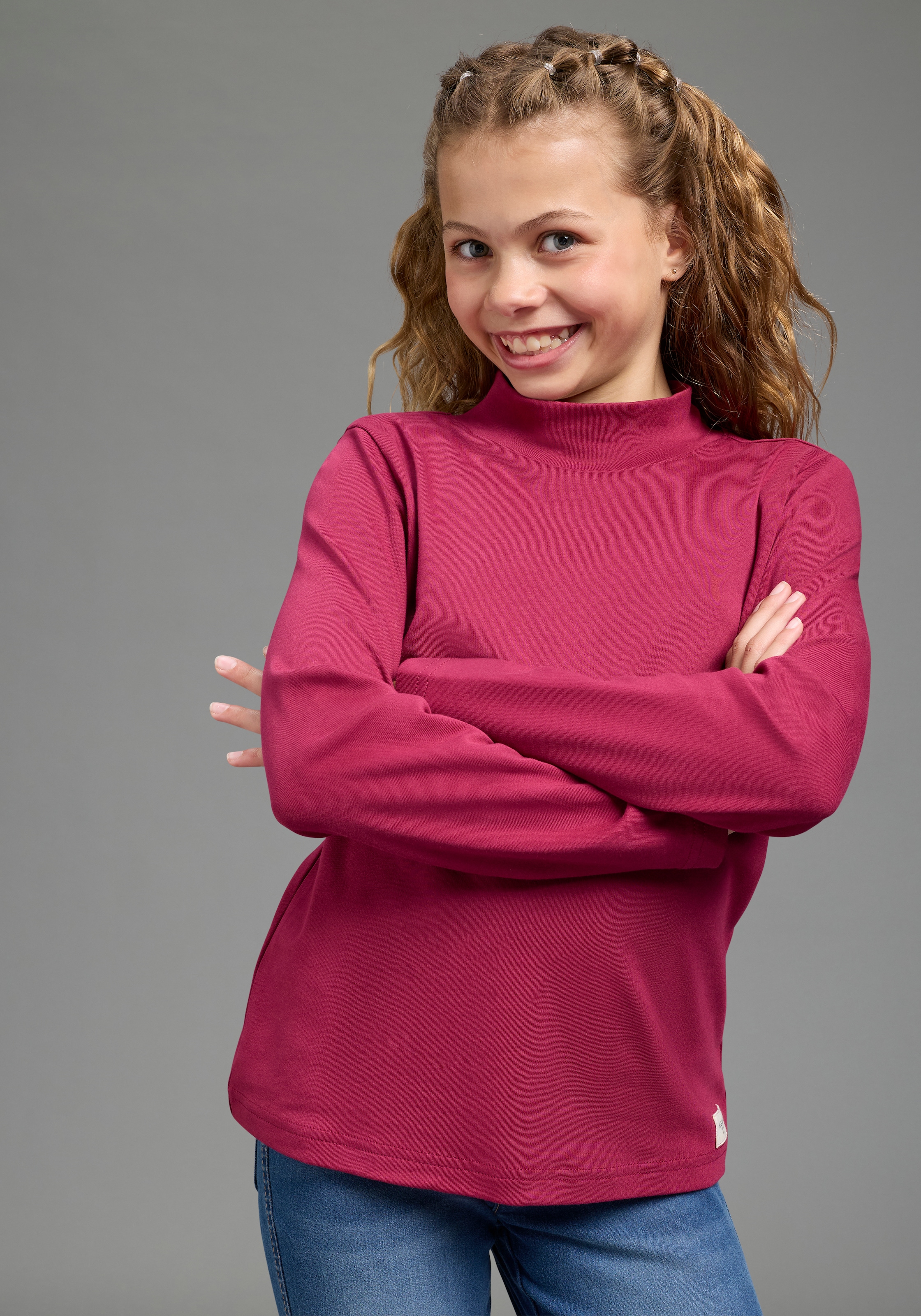 H.I.S T-shirt à manches longues »2er Packung Shirts in Interlockware, kurze Form« Paquet, 2,  10 : à manches longues, col roulé et encolure ronde, uni