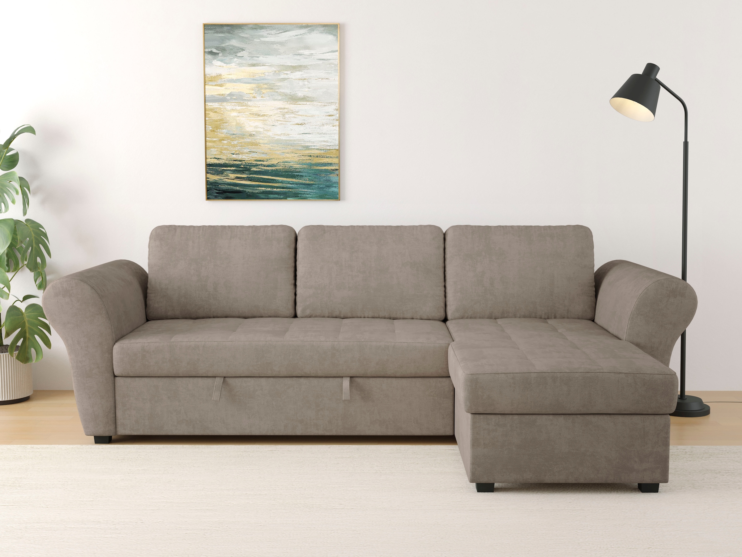 Trends by HG Canapé d'angle »Lasse L-Form, B: 259 cm« mit Bettfunktion & Bettkasten
