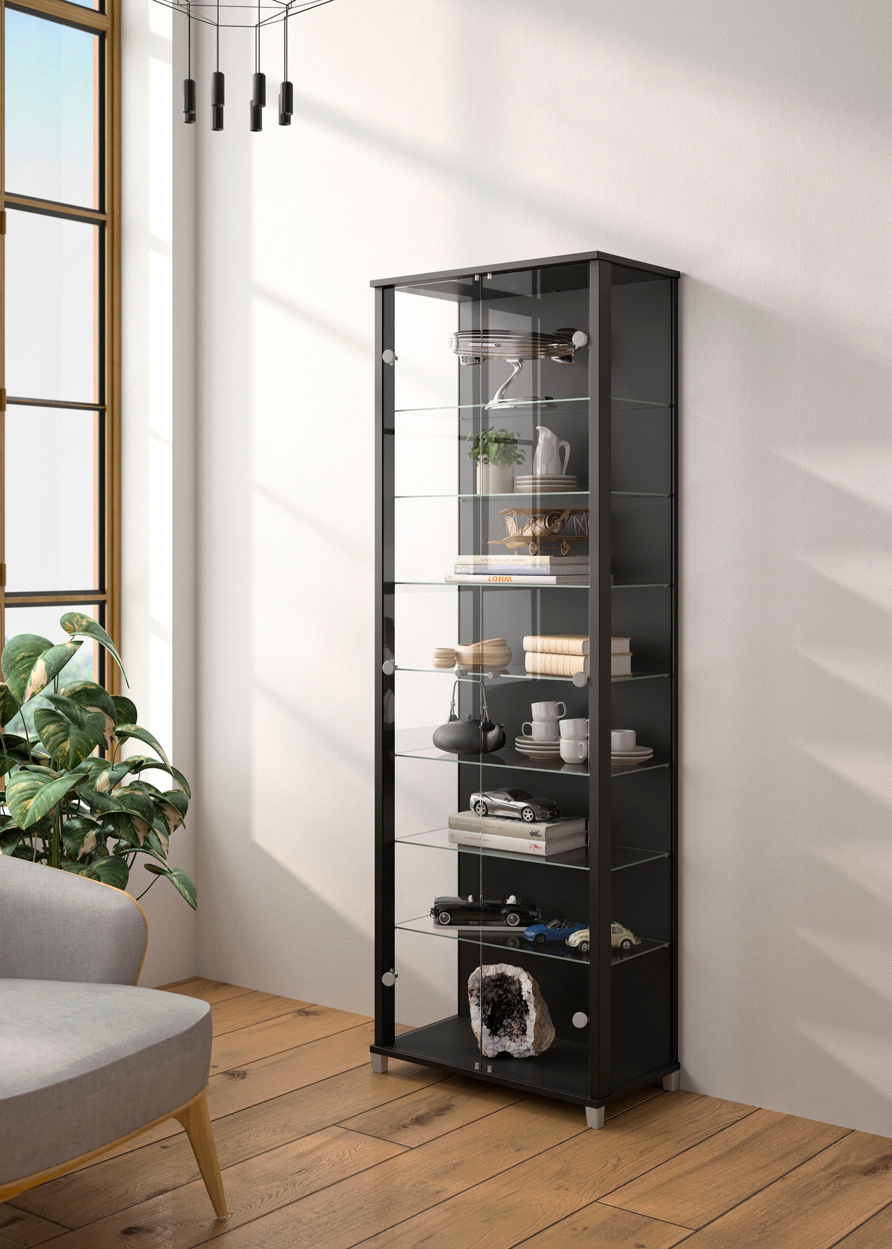 fif möbel Vitrines »Optima« Standvitrine, 2 Glastüren, 7 Böden, vielseitig, perfekt für Sammler