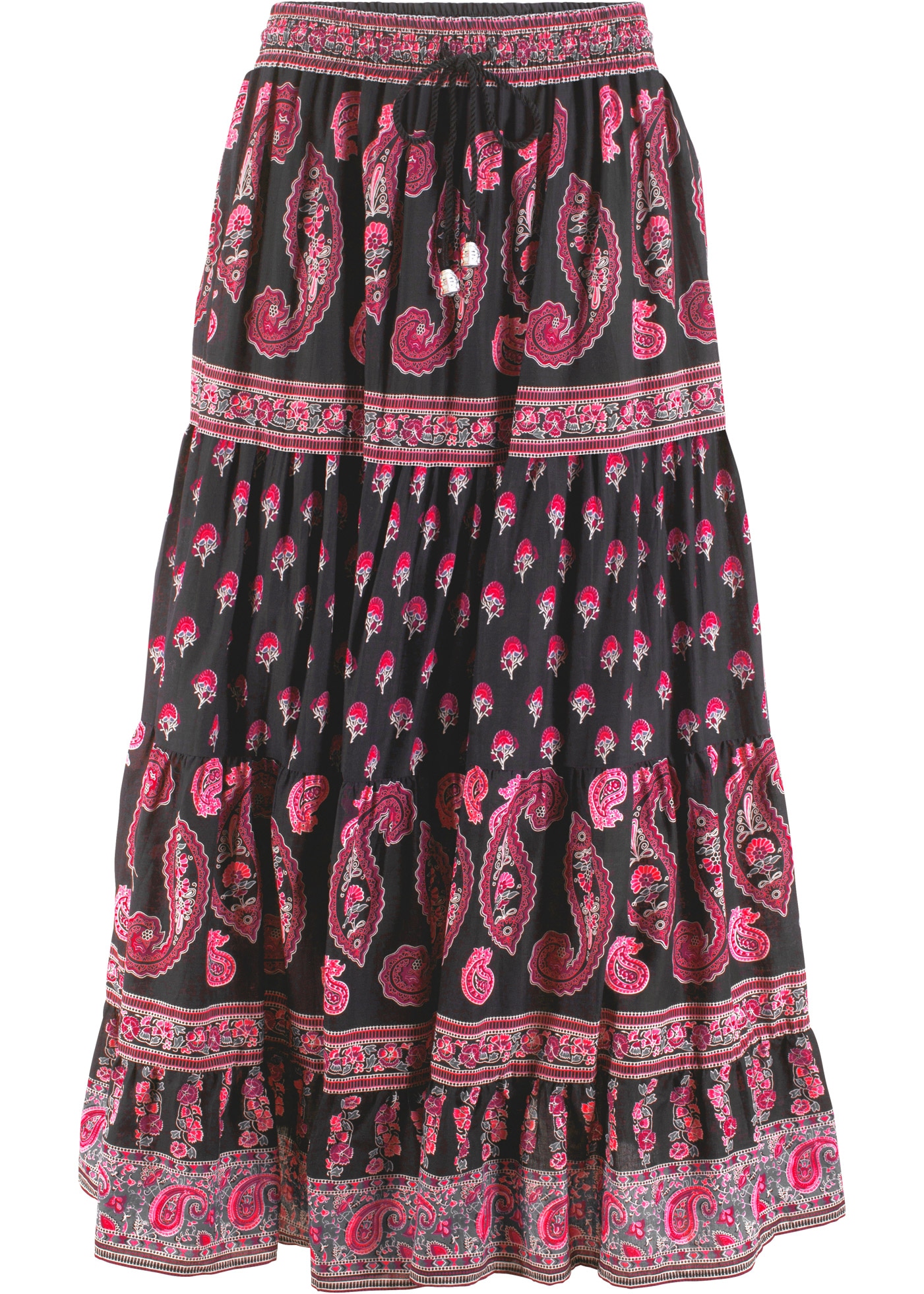 bonprix Maxi jupe aus Baumwolle, A-Linie Passform, mit individuellem Print