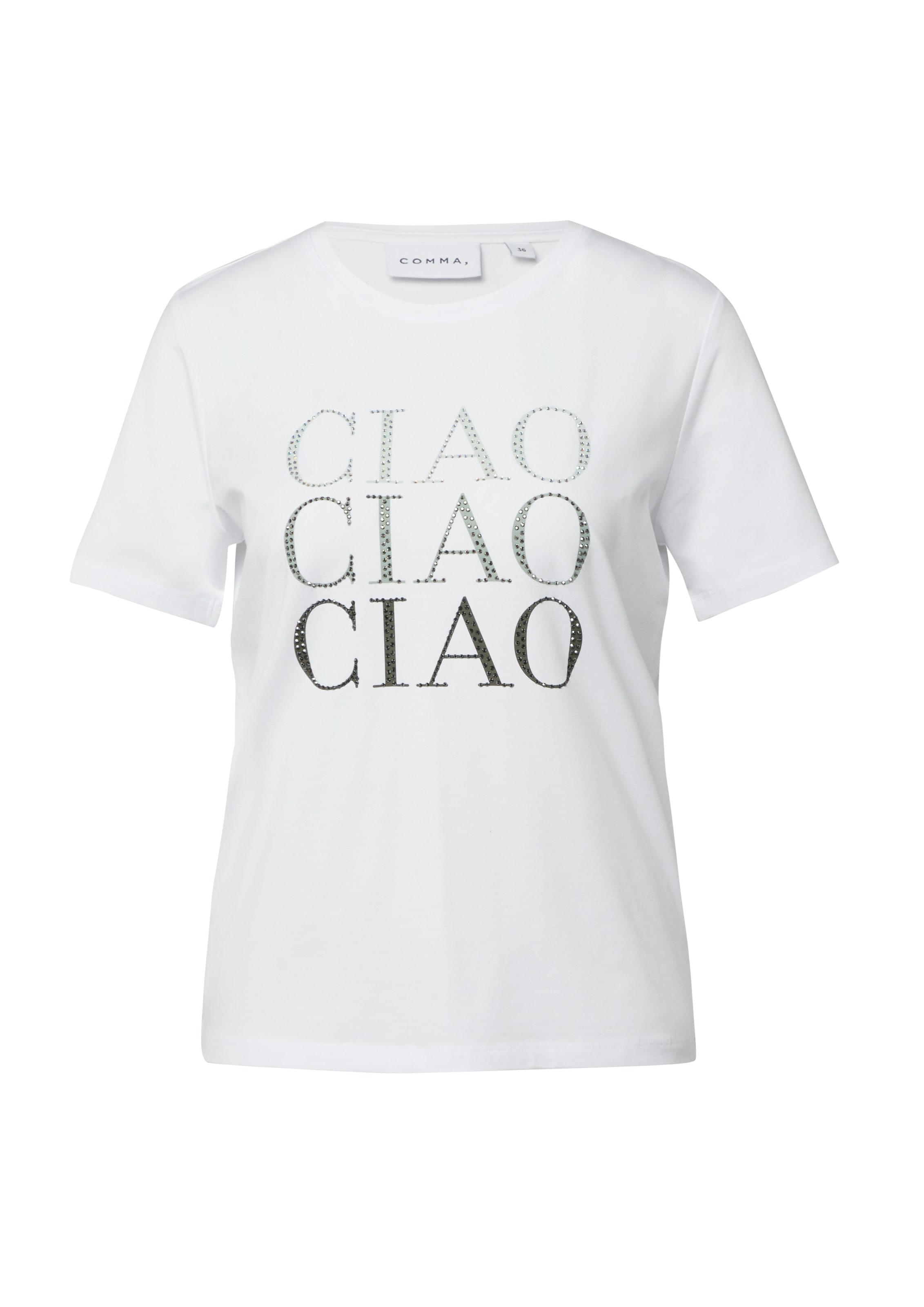 Comma T-Shirt mit Druck und Glitzersteinen