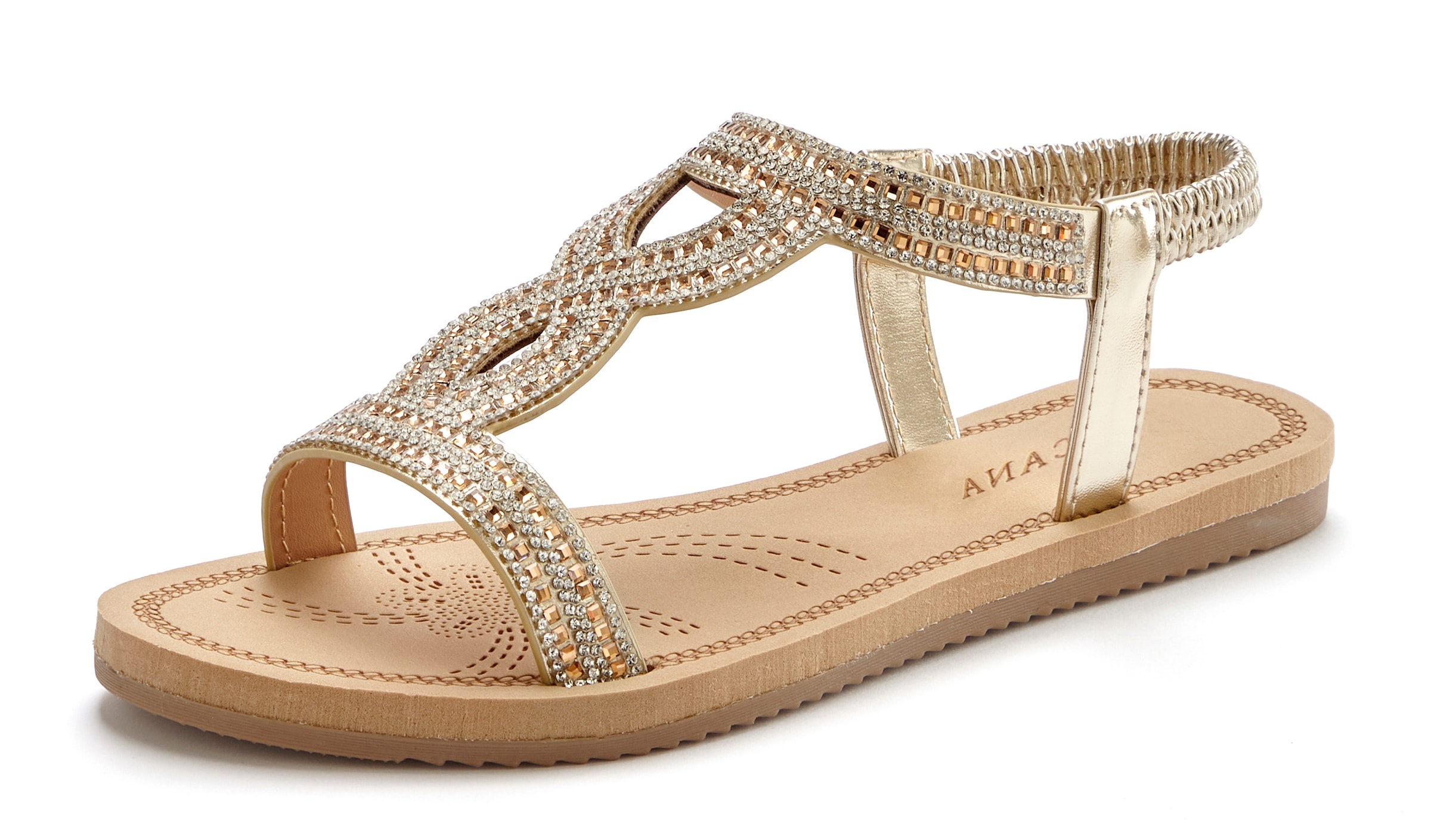 Vivance Sandale »Sandalette, Sommerschuh, offener Schuh«  avec brides élastiques et strass VEGAN