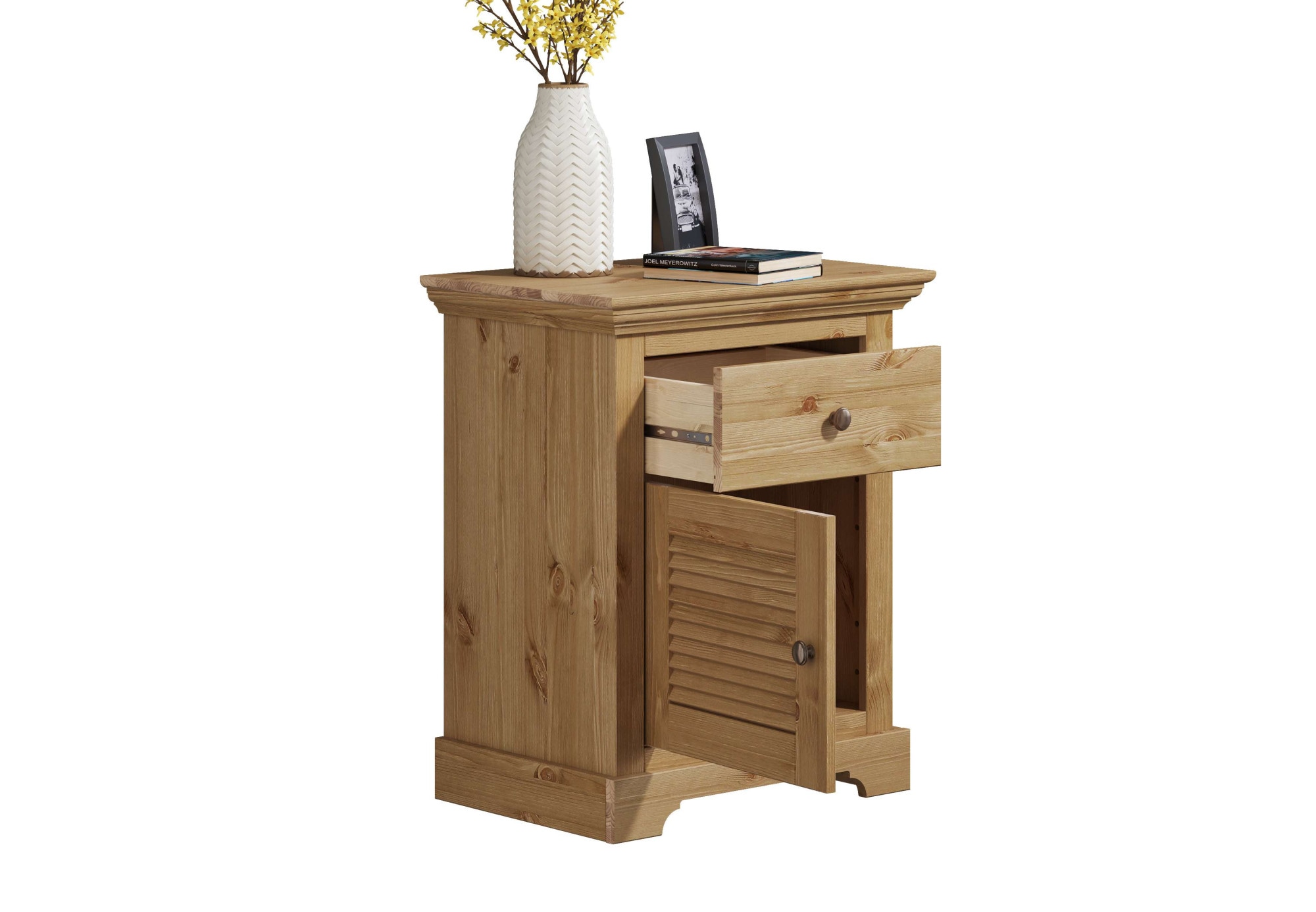 GOODproduct Nachtkommode »Rauna, Landhausstil, edles Design mit Lamellen und Kassetten, 2 Farben« B/H/T  56/69/39cm,  FSC® zertifiziertes Kieferholz, massive Qualität mit viel Stauraum