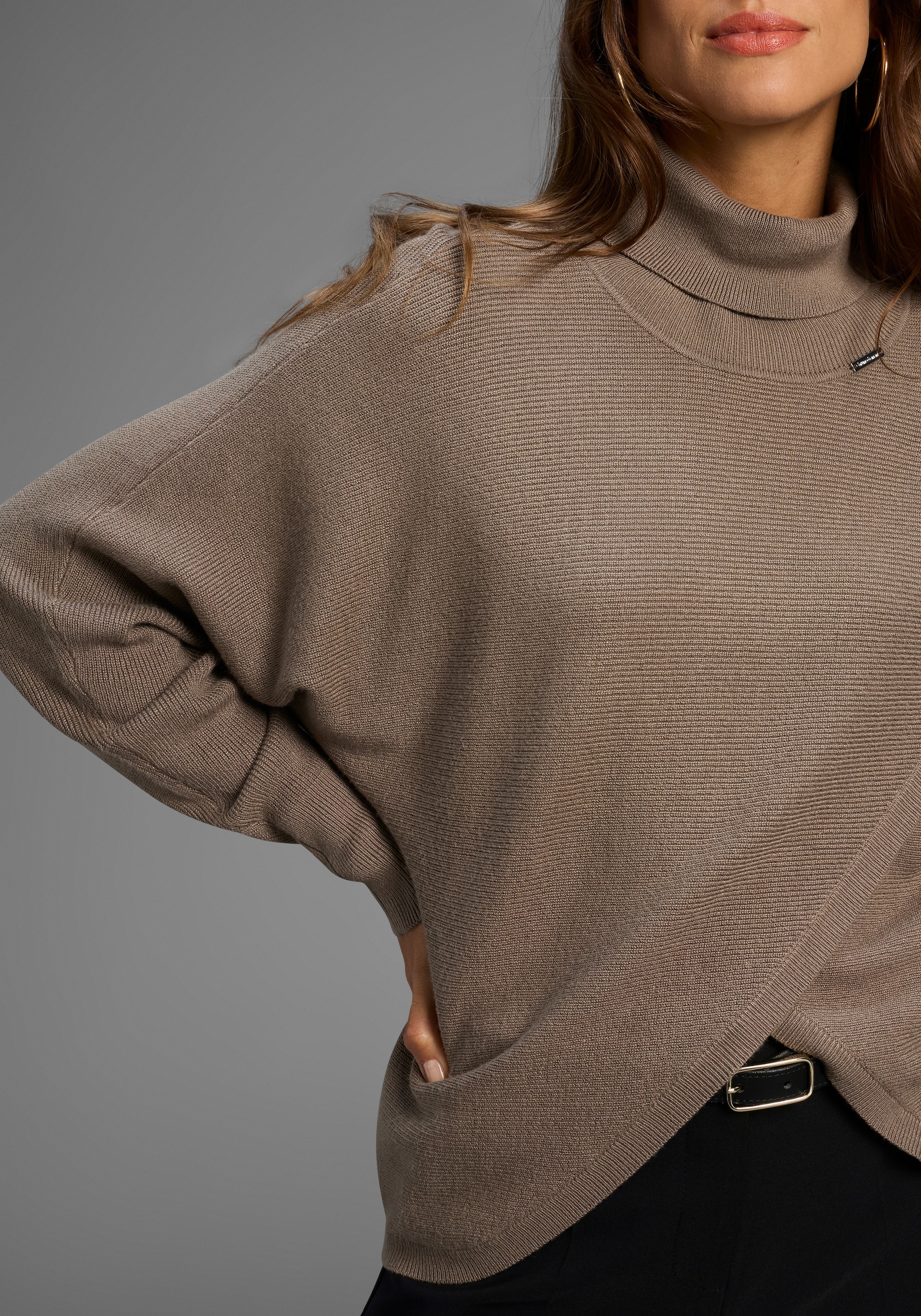 Bruno Banani Rollkragenpullover mit Wickel-Optik - NEUE KOLLEKTION