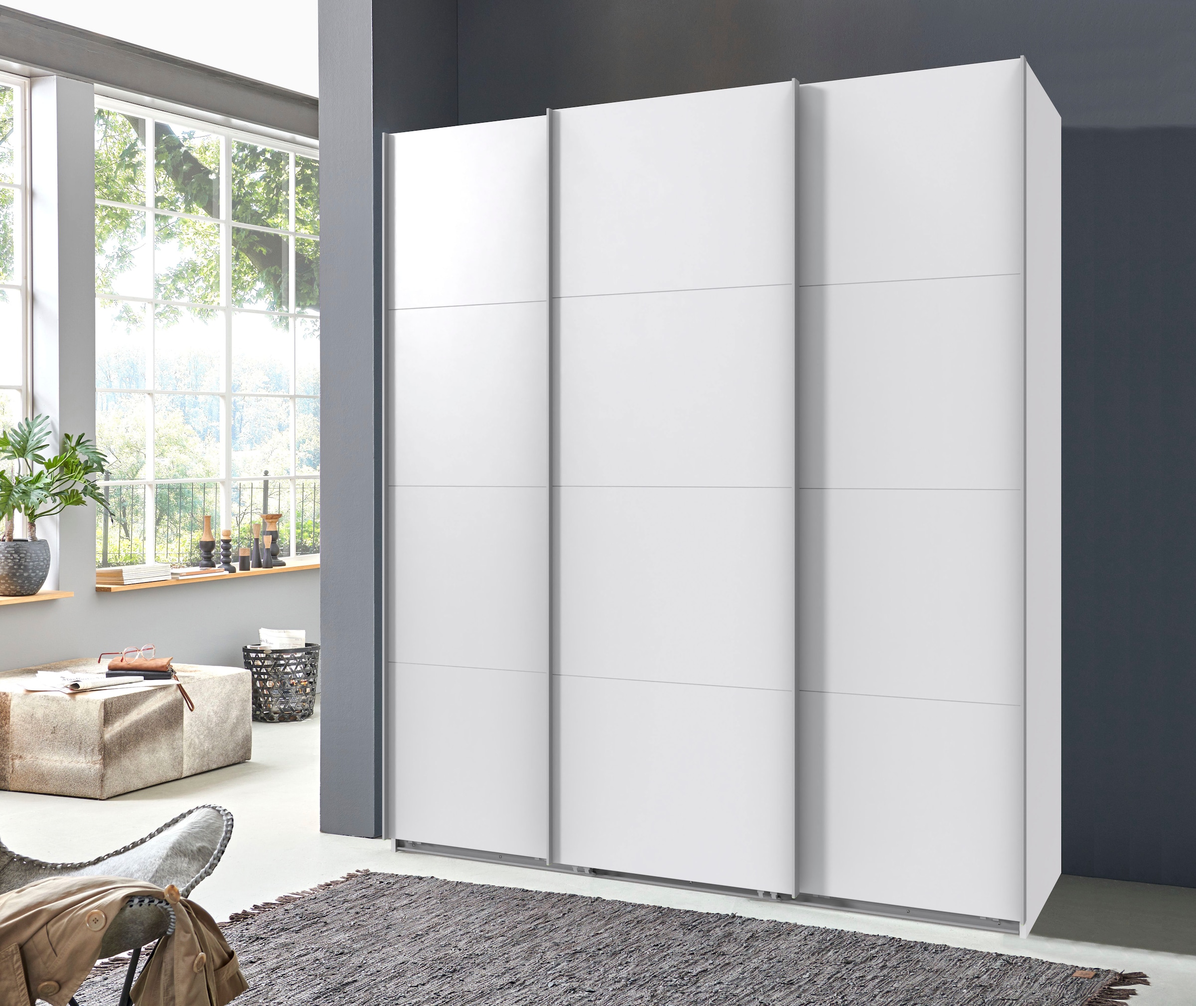 Wimex Kleiderschrank »Mugano, Made in Germany, Lieferung bis in Deine Etage und Stellort« wähle Deine Ausstattung: Basic oder Premium!,  3 Schwebetüren, grosse Grössen, mit oder ohne Spiegel, Metallgriffe