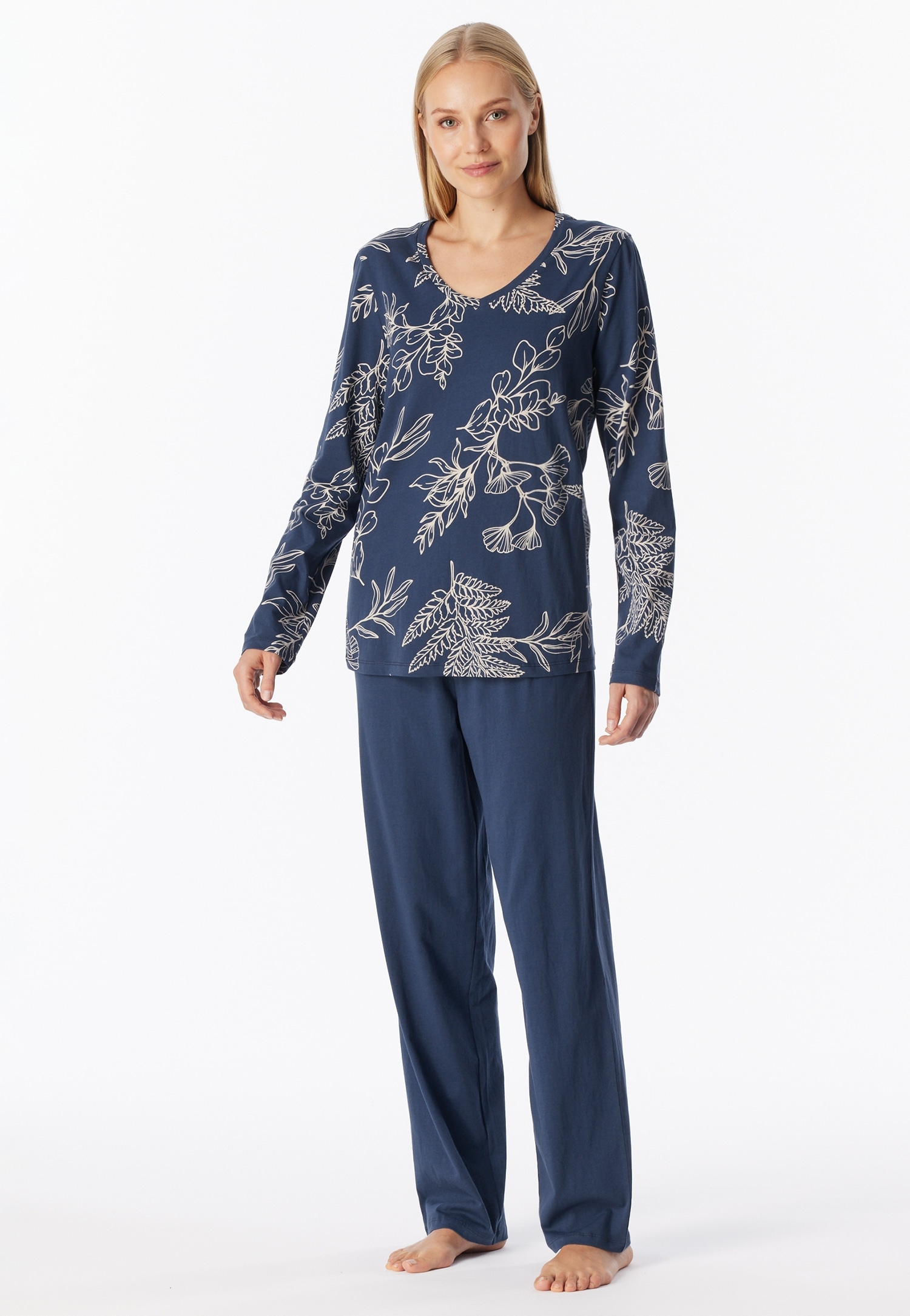 Schiesser Pyjama »Comfort Essentials« 2 col en V, coton, manches longues