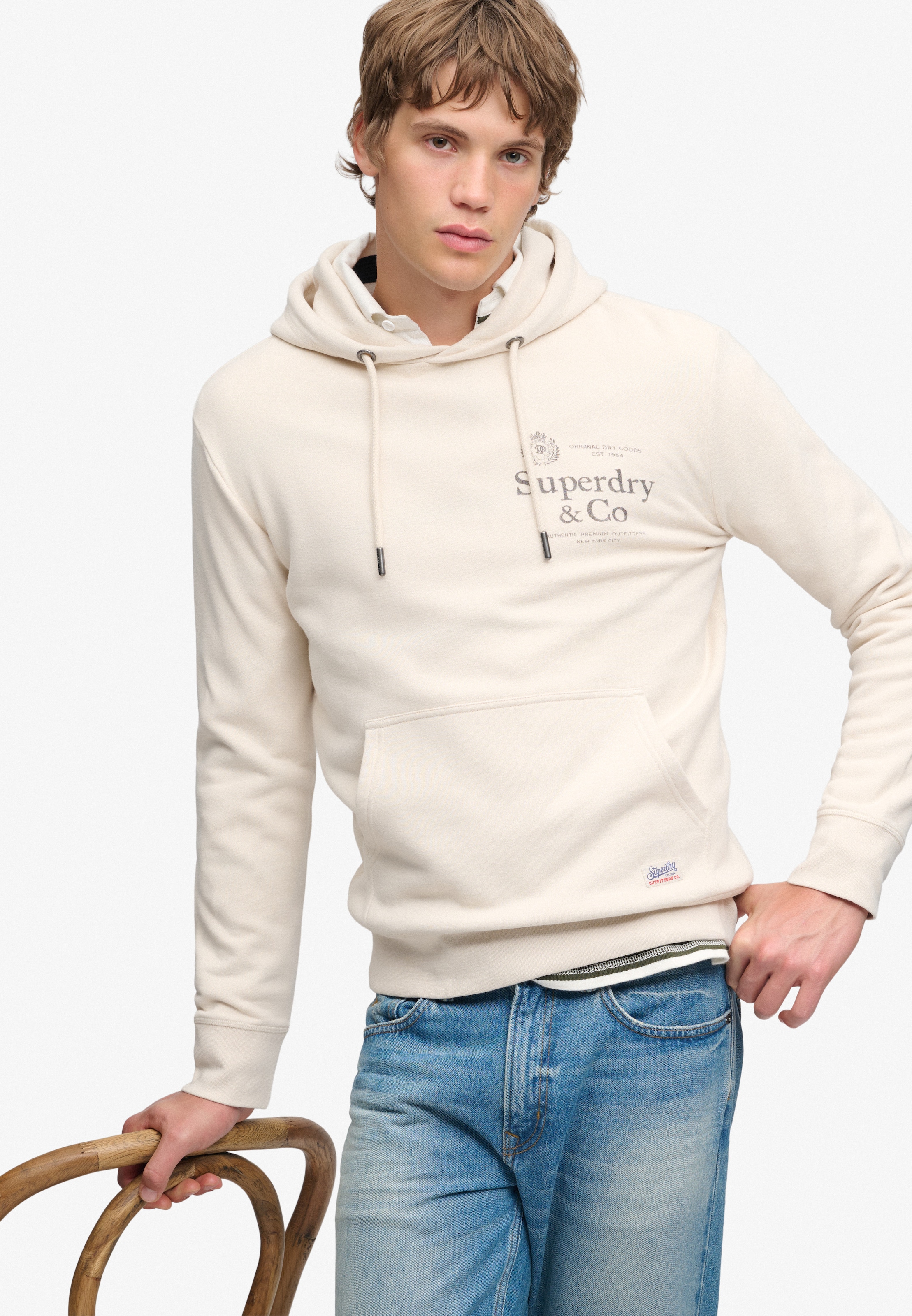 Superdry Sweat à capuche »1954 COMPANY RELAXED HOOD«, mélange coton, coupe décontractée
