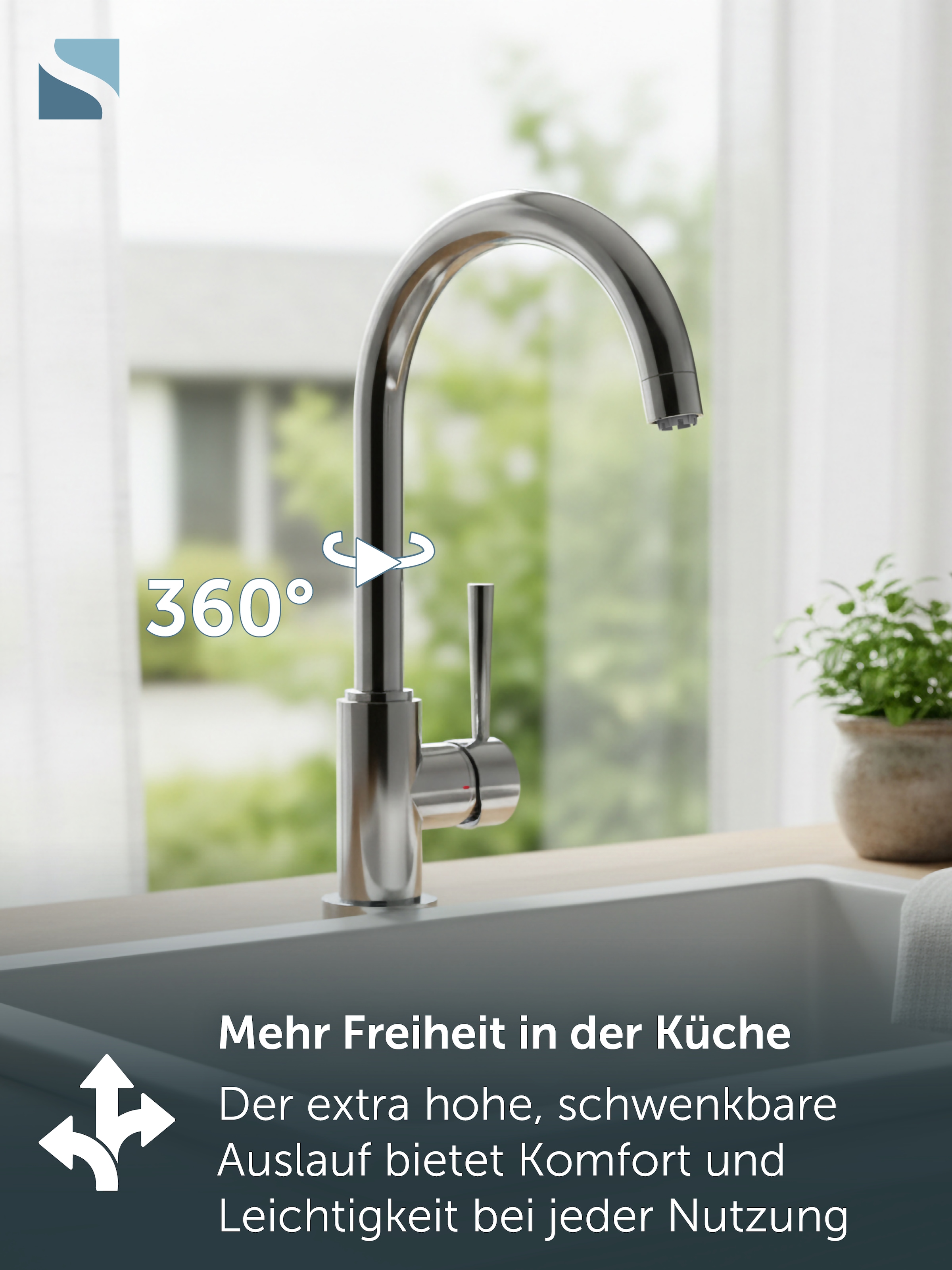 Schütte Robinet d'évier »Cornwall« robinetterie basse pression, anti-goutte, pivotant à 360°, régulateur de débit de marque