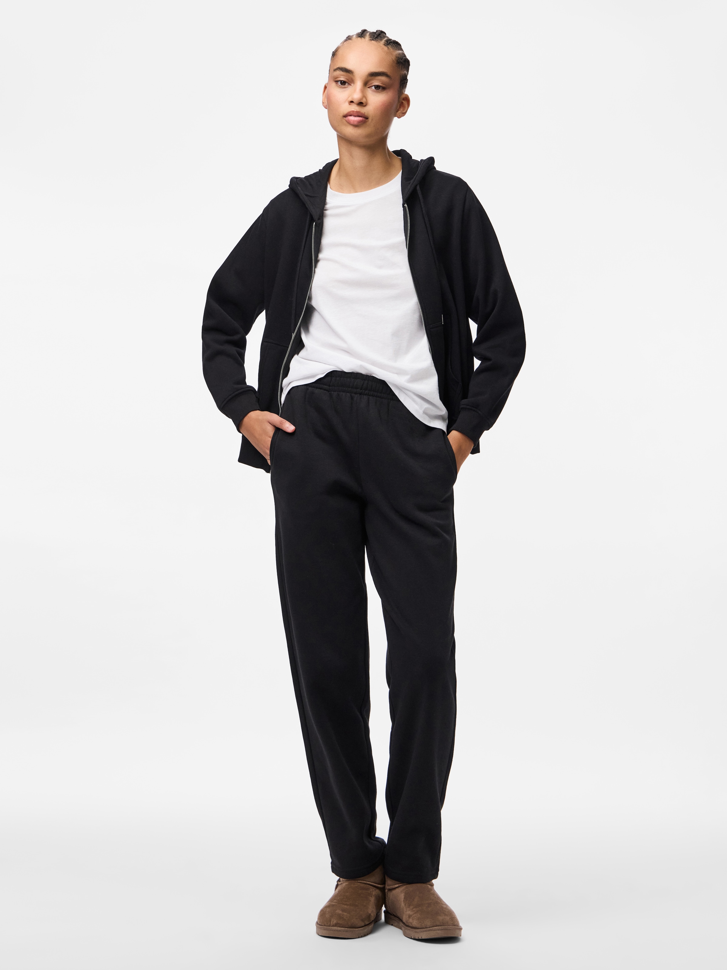pieces Pantalon sweat »PCCHILLI HW STRAIGHT SWEAT PANTS NOOS BC«  mélange coton, coupe droite
