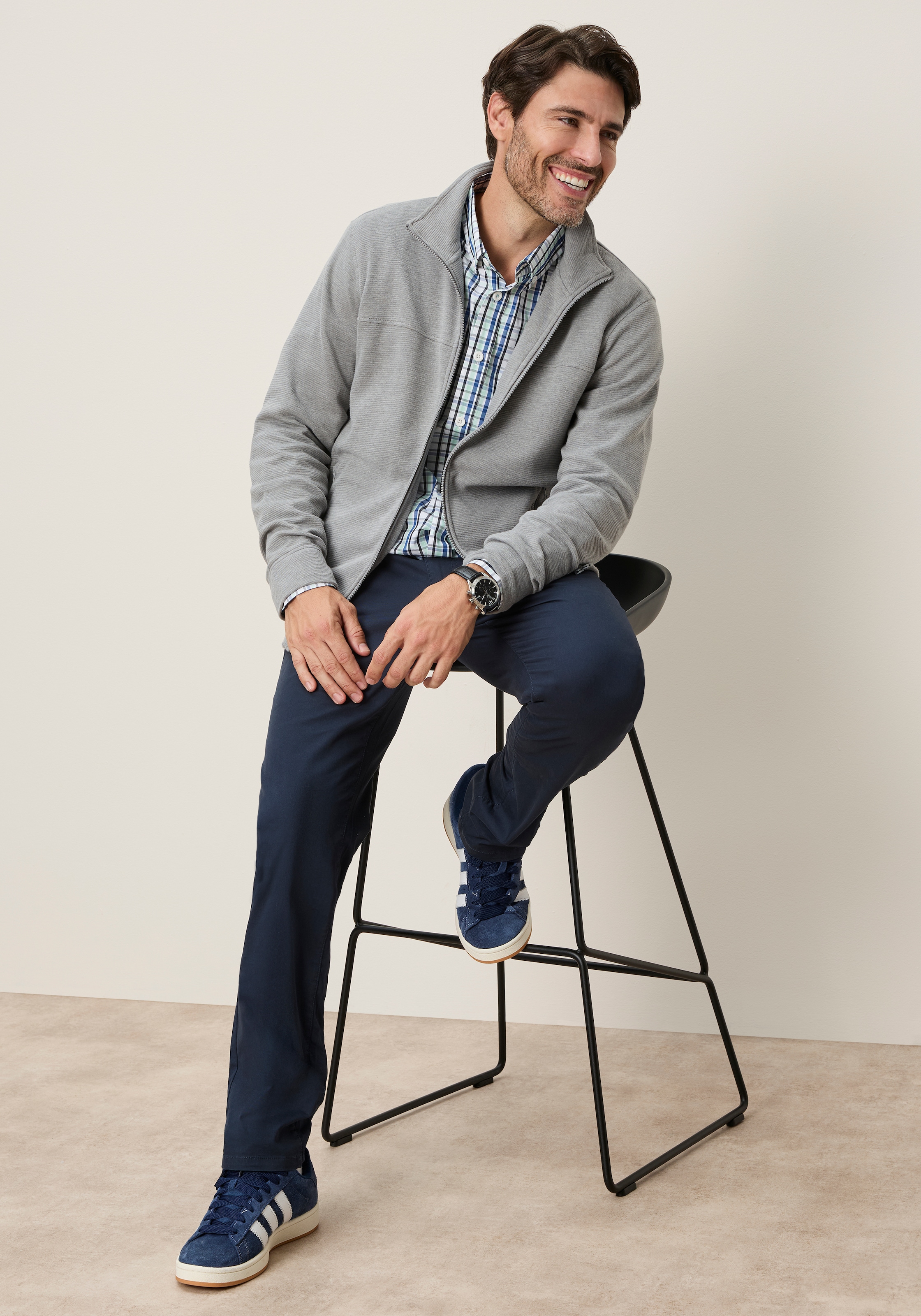 Man's World Sweatjacke mit hochschliessendem Kragen, Langarm