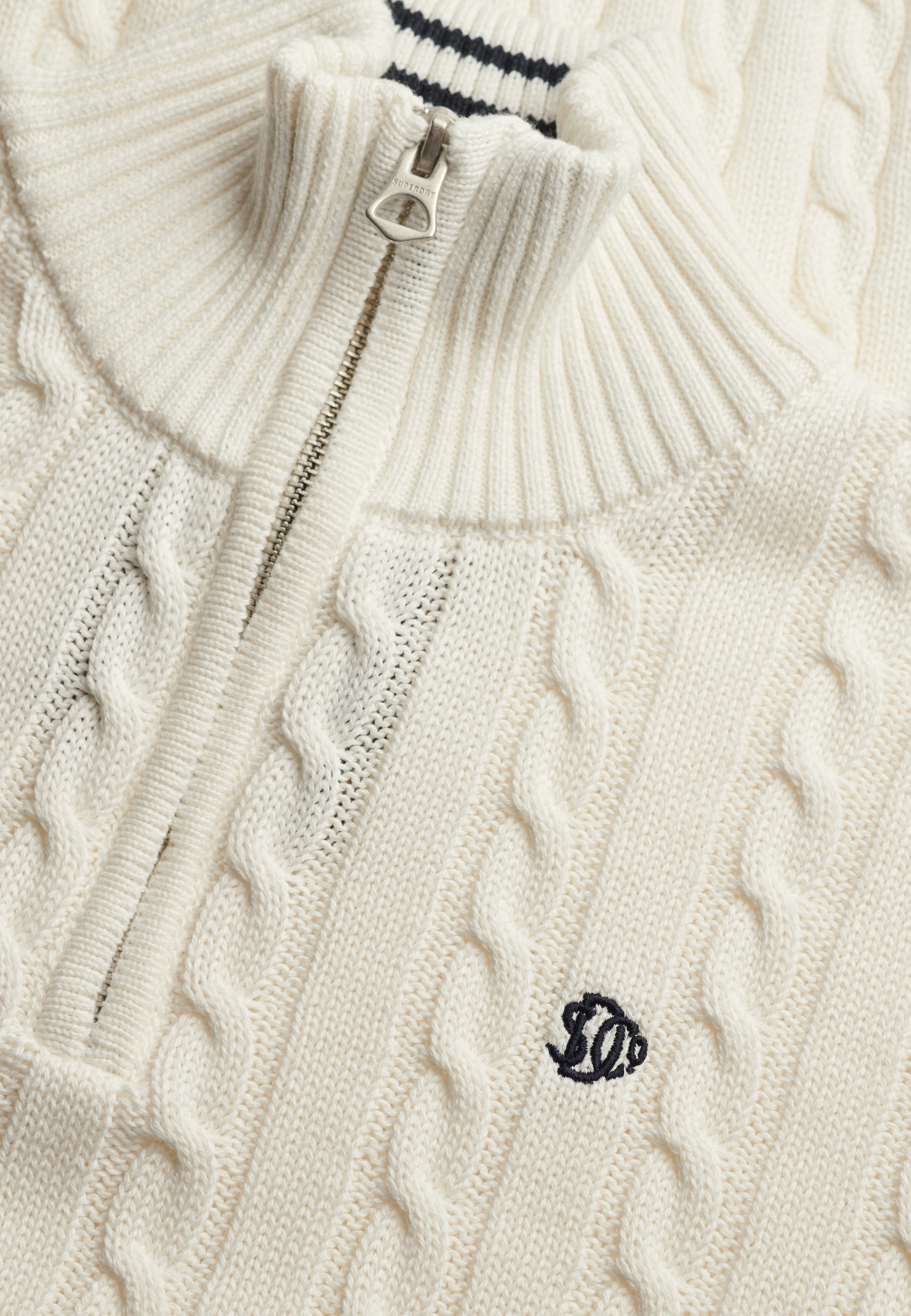 Superdry Troyer »PREPPY COTTON CABLE HALF ZIP« Coton, coupe slim