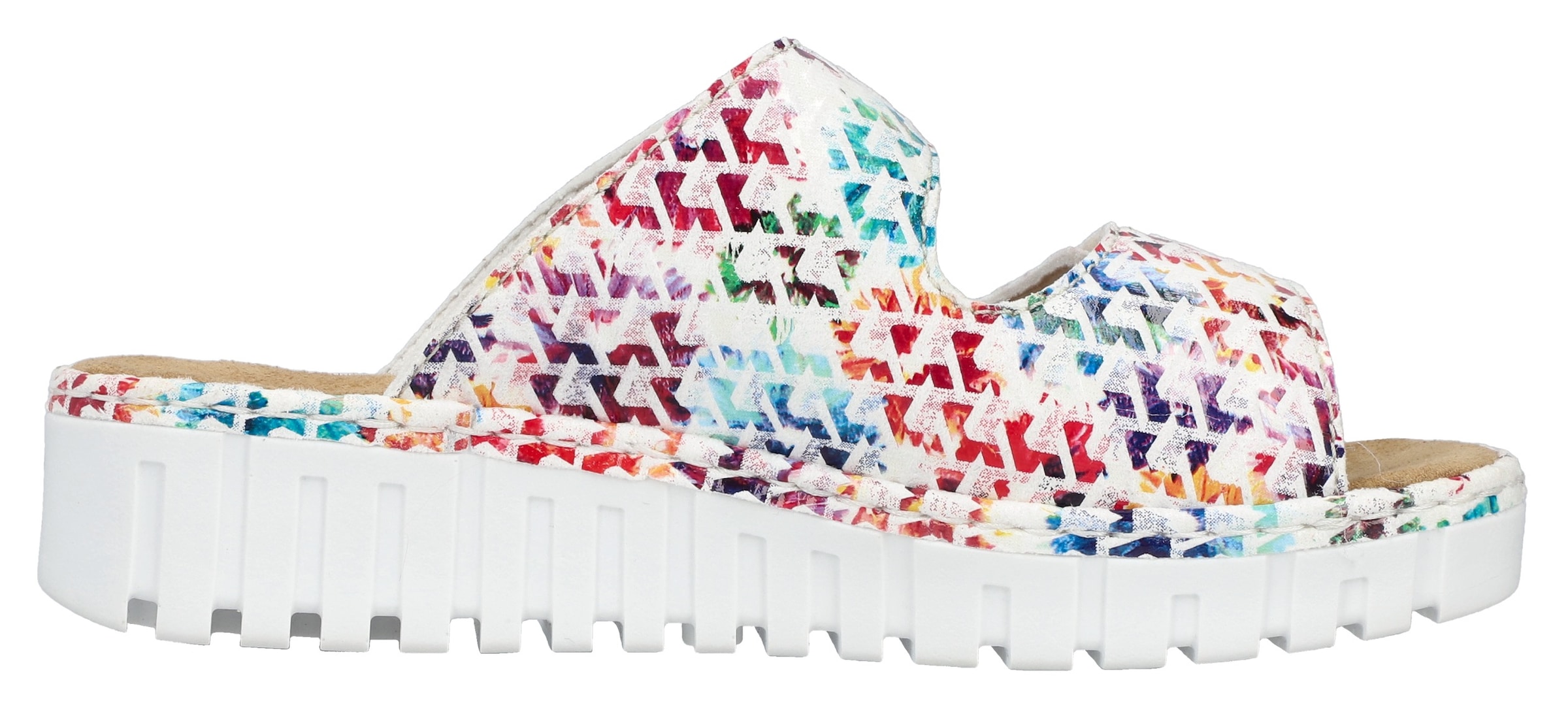 Rieker Pantolette  Sommerschuh, Schlappen, Hausschuh mit modischer Plateausohle