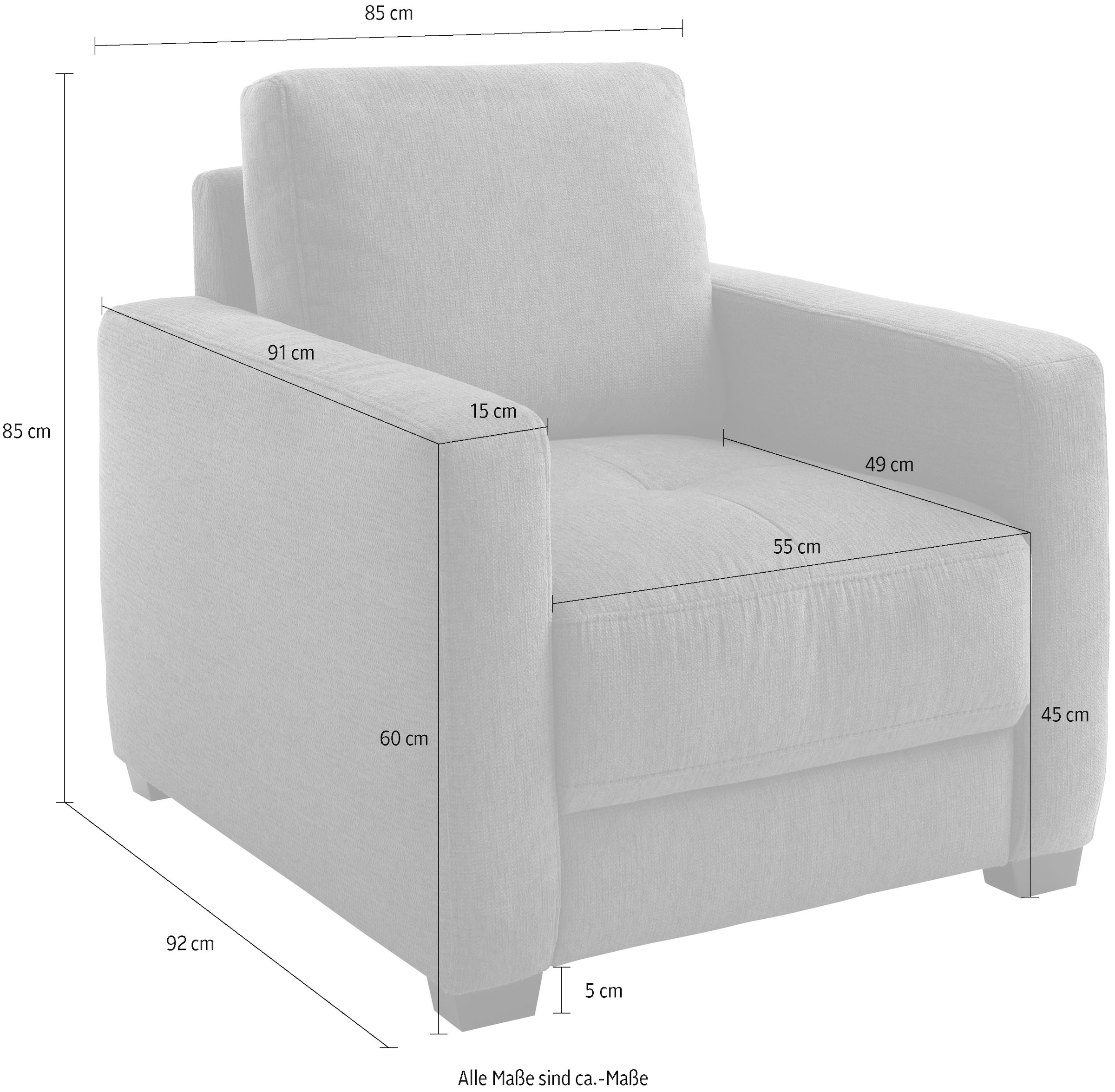 Mr. Couch Fauteuil »Pierre DuraSpring« 1 cuis tlg. Mit DuraSpring-Taschenfederkern bis 140 kg belastbar