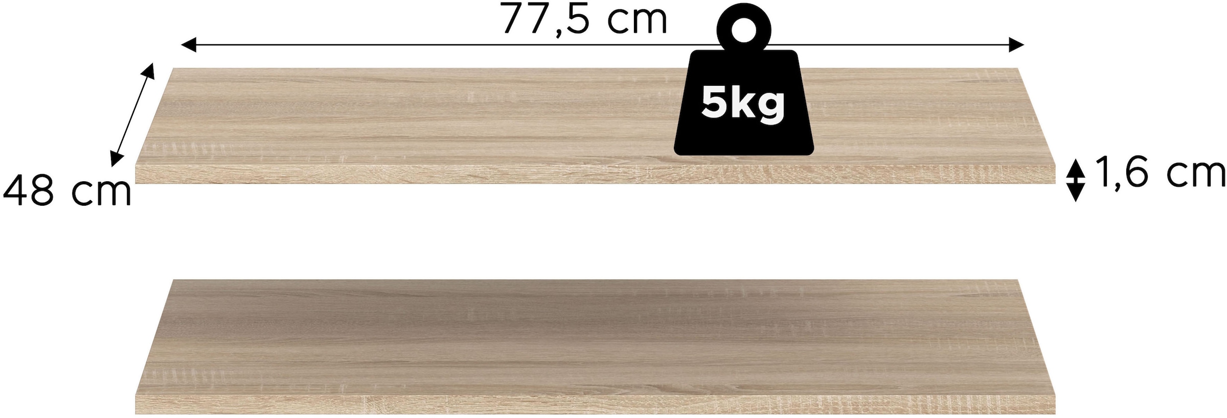 Home affaire Einlegeboden »2er Set, Breite 78 cm« 2 Stk. tlg. Skarde, Einlegeboden 2er Set, 78 cm