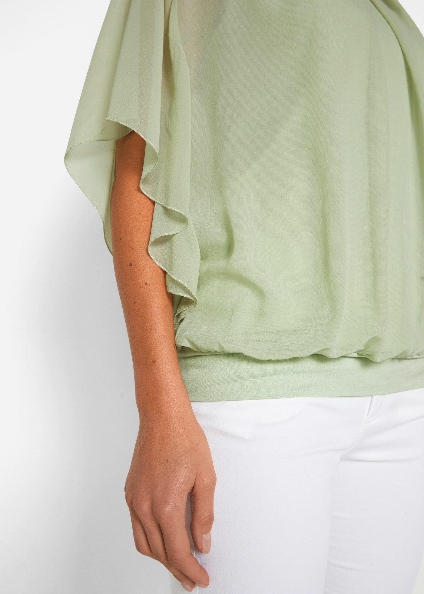 bonprix Blouse en mousseline »Chiffonbluse mit Untertop« Oversize-Passform, für festliche Anlässe, mit elastischem Bund
