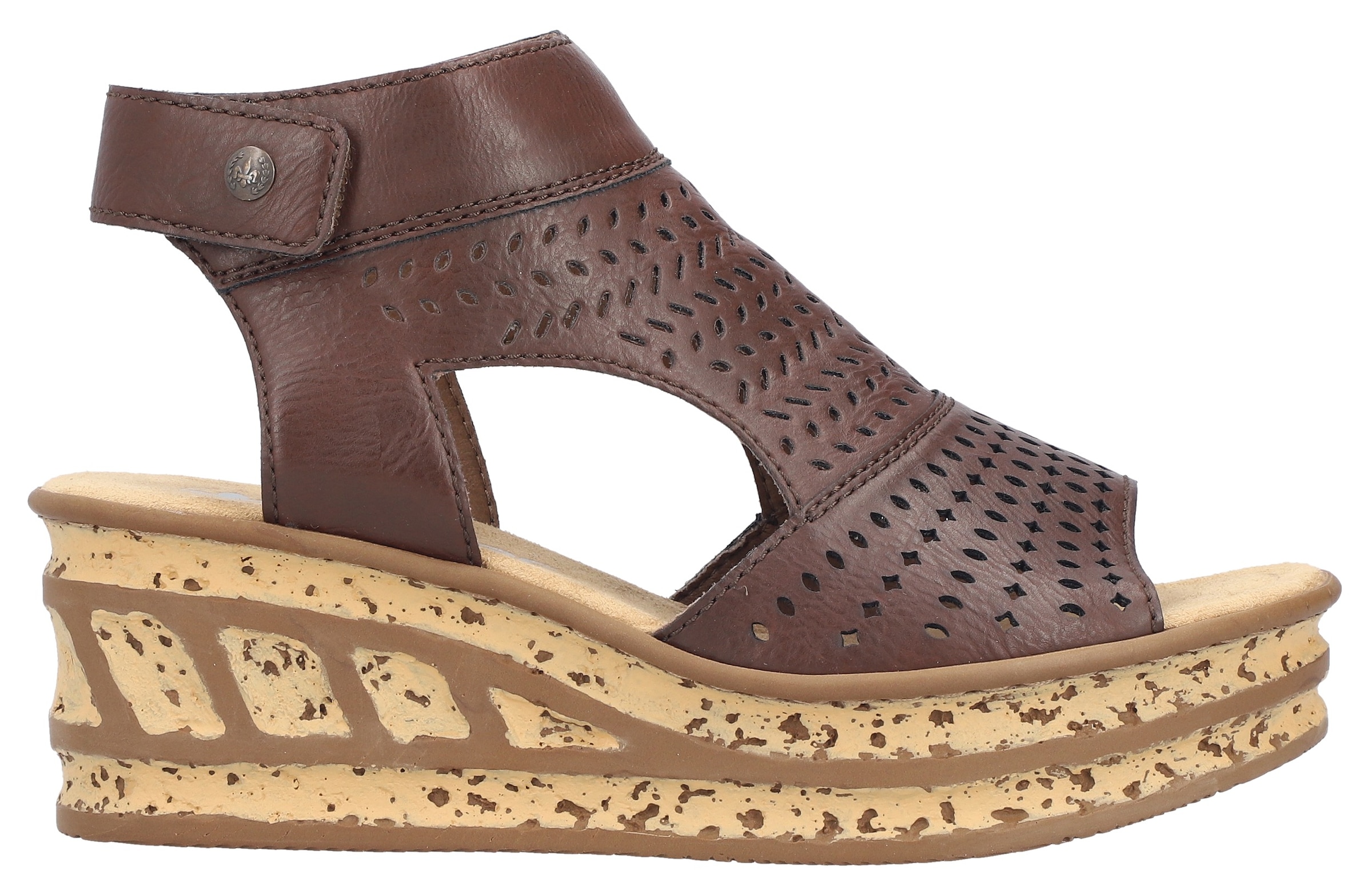 Rieker Schaftsandalette  Sommerschuh, Urlaubsschuh, Keilsandale mit Perforation