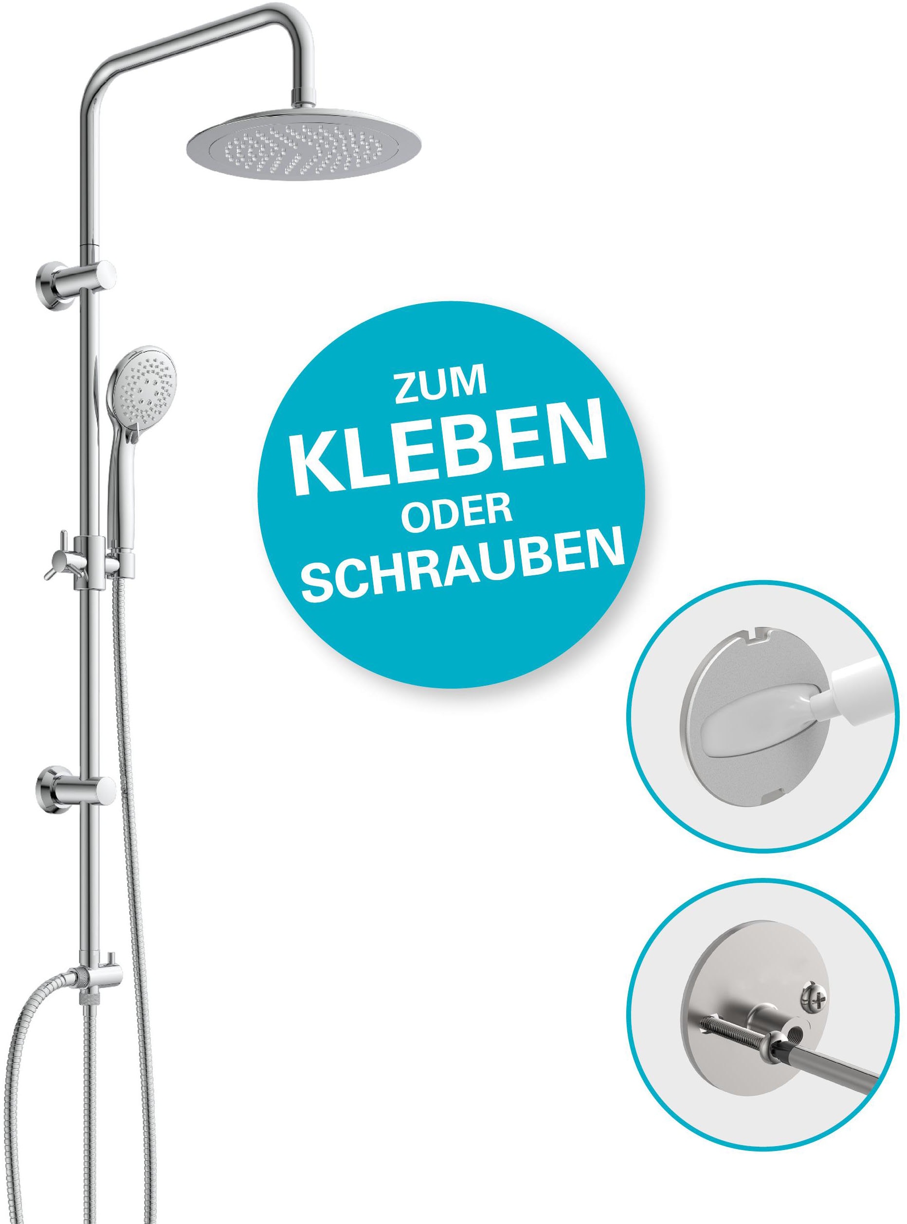Eisl Brausegarnitur 3-fach verstellbare Wellness Handbrause mit Antikalk-Noppen