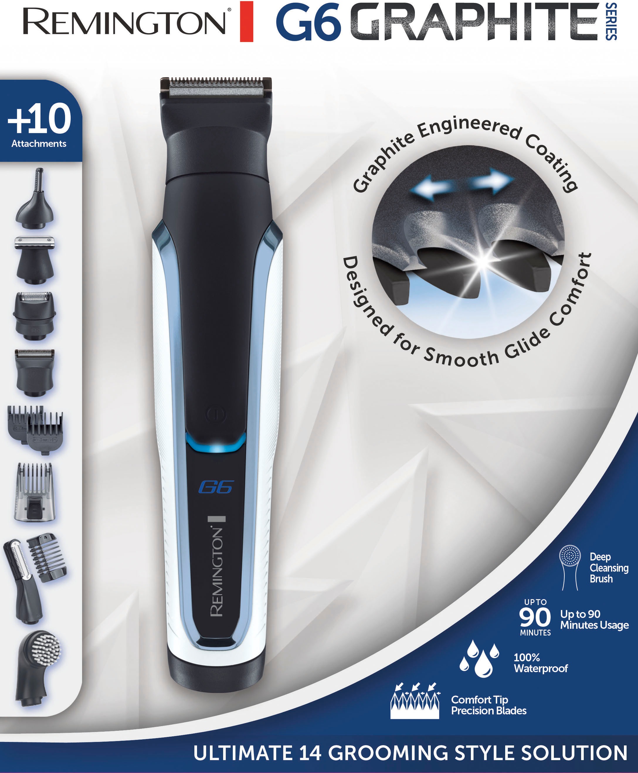 Remington Haar- und Bartschneider »Graphite Series PG 6000« 9 Aufsätze Multigroomer mit 6 Aufsteckköpfen