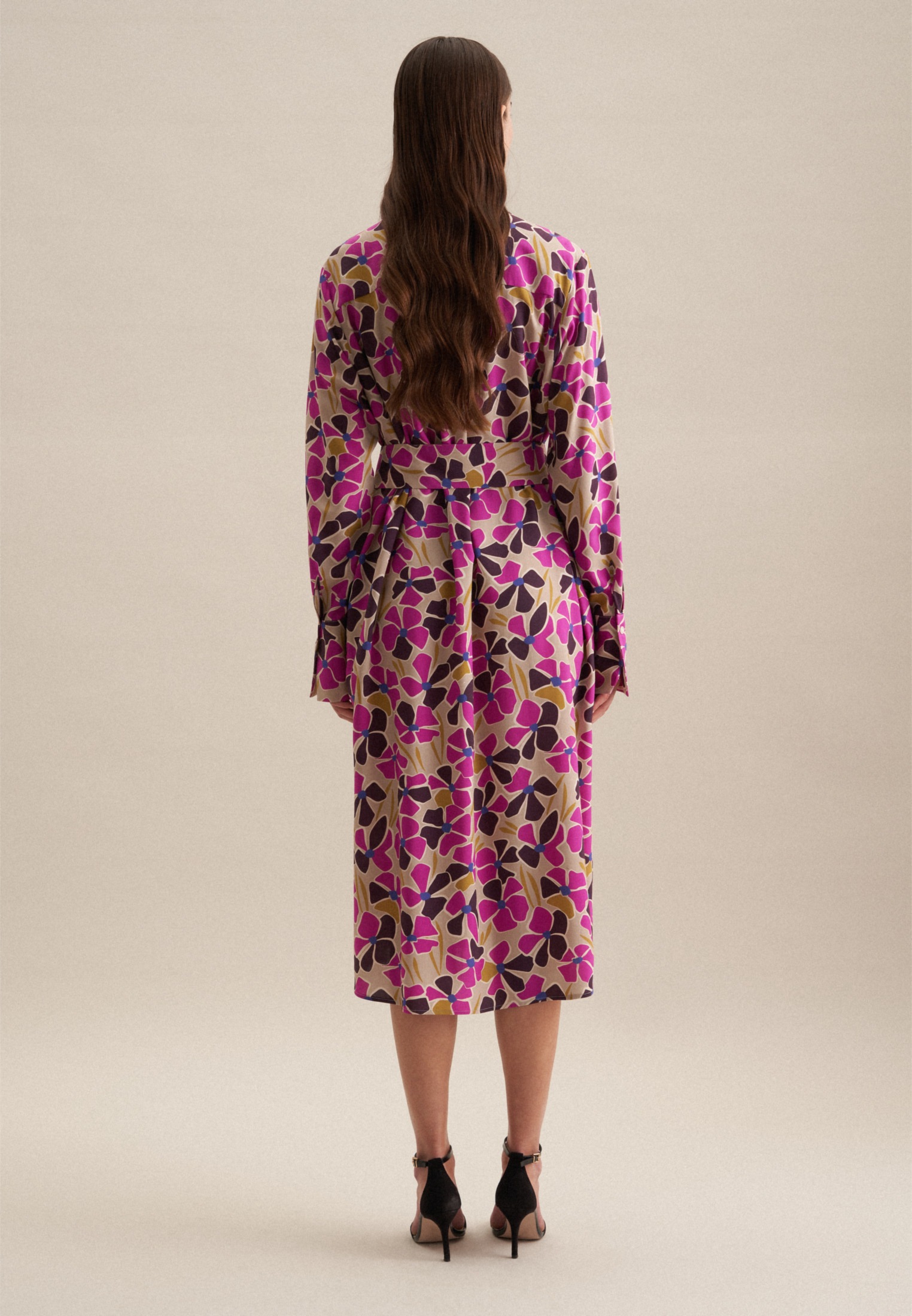 seidensticker Sommerkleid »Schwarze Rose« Langarm Kragen Druck