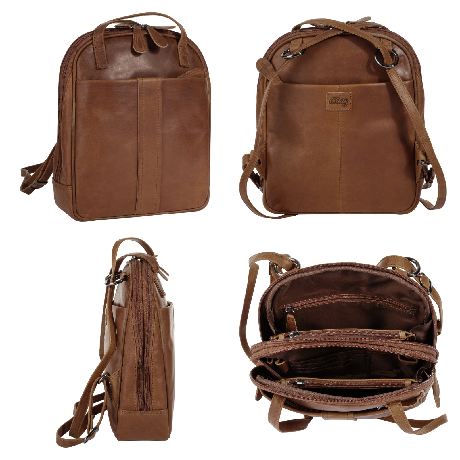 Cluty Sac à dos de ville echt Leder