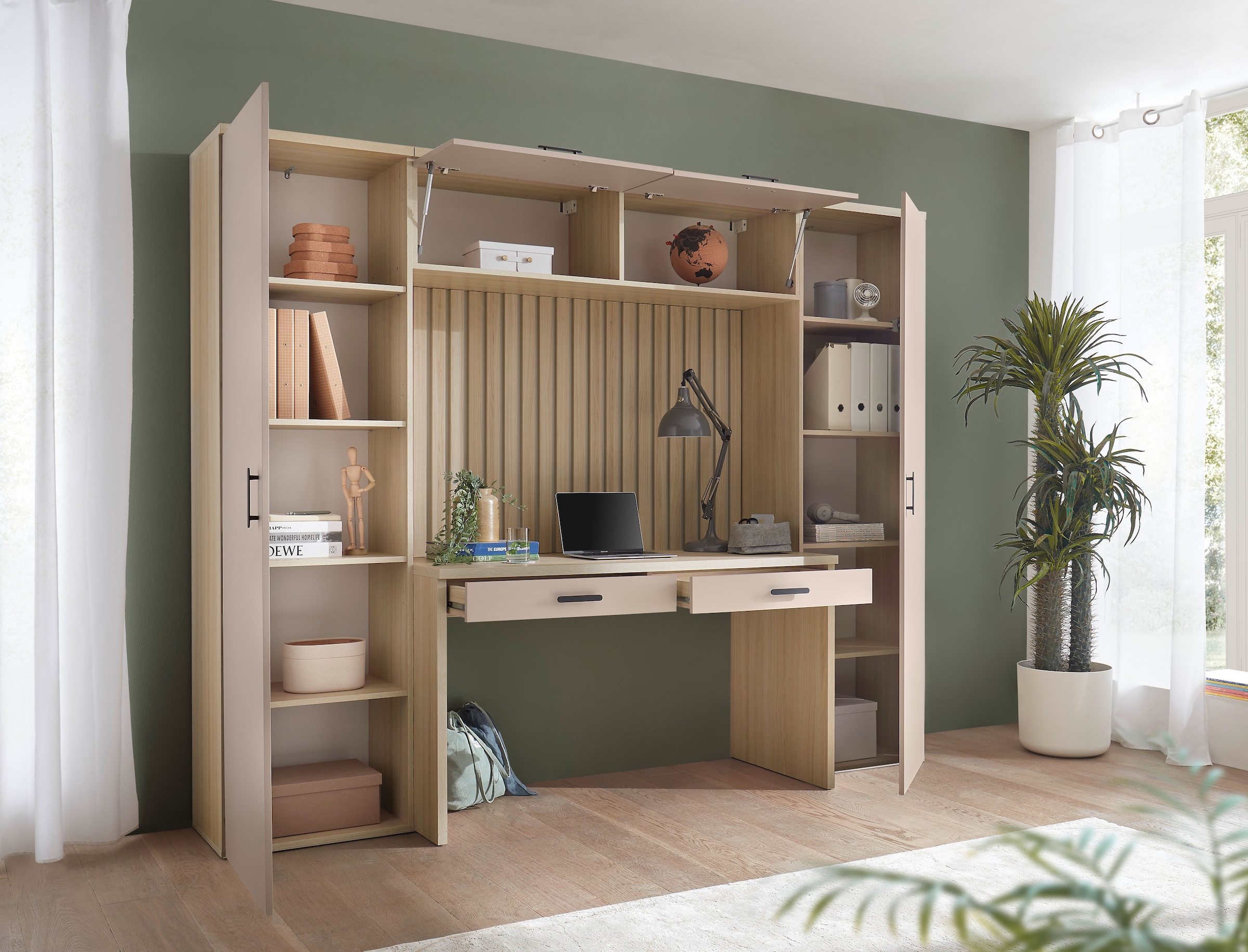 BEGA OFFICE Ensemble de meubles de bureau »Aragon Bürokombination B/H/T 250x200x60 cm« ensemble de bureau 4 pièces, revêtement mélaminé, poignées en métal