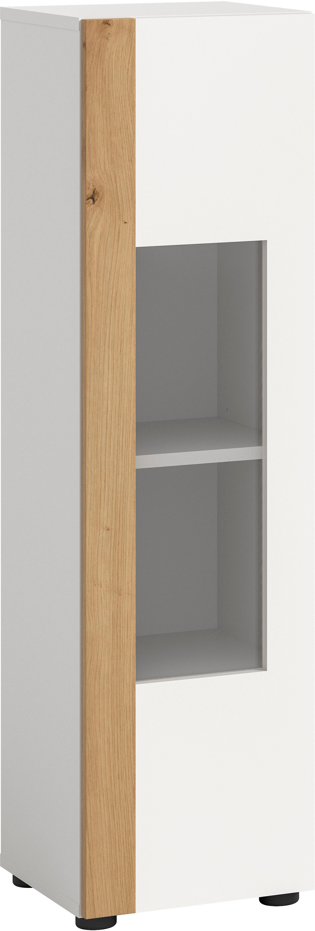 INOSIGN Vitrine »Svala, Höhe 112 cm, Holzdekor, 1 Tür« 1 Stk. tlg. 3 Einlegeböden, Vitrinenschrank, Schrank, Wohnschrank