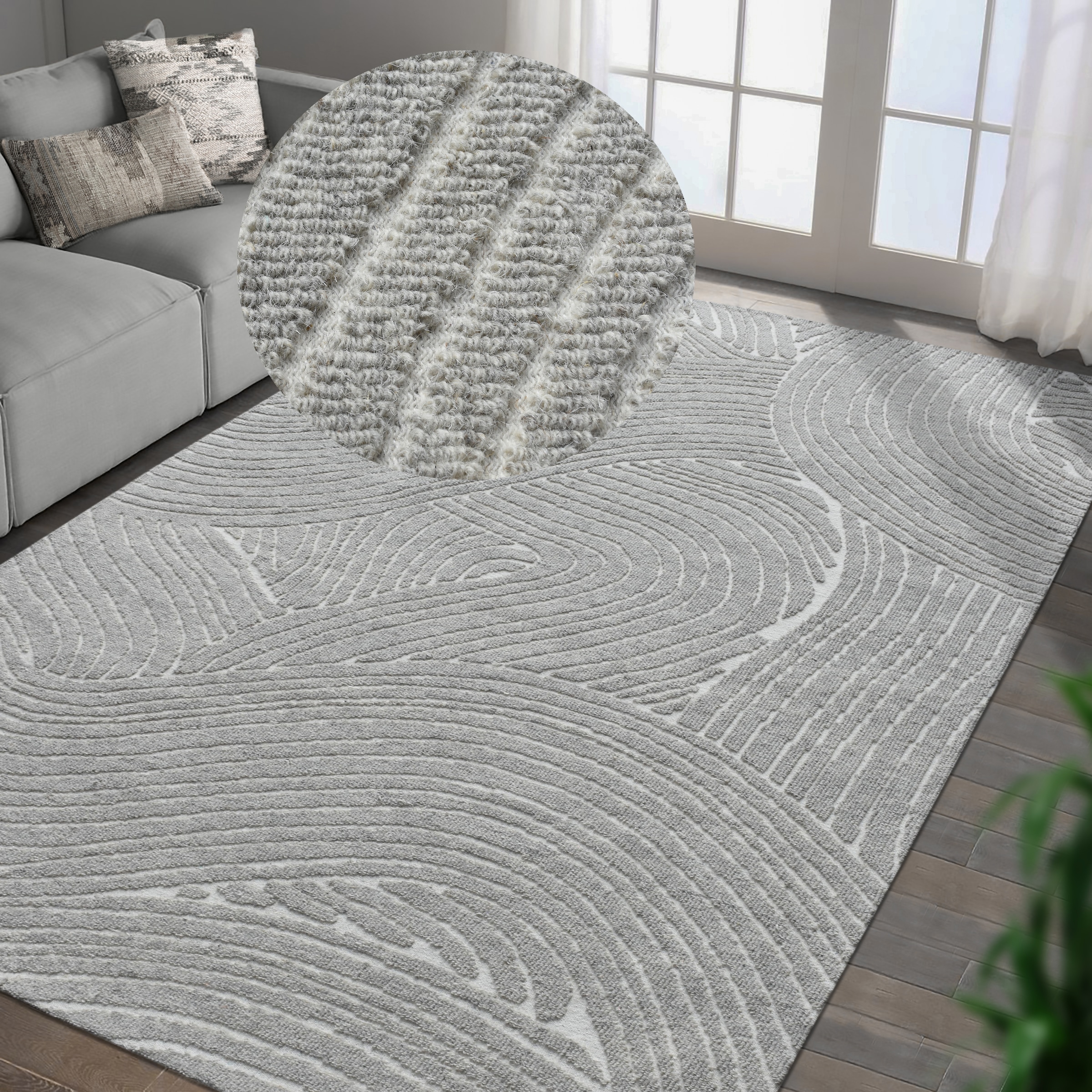 my home Tapis en laine »Falun, Wolle, Hoch-Tief-Struktur, maschinell gewebt« Rectangulaire 12 mm Höhe einfarbig, Wolle, Teppich, Wohnzimmer, Schlafzimmer, Esszimmer