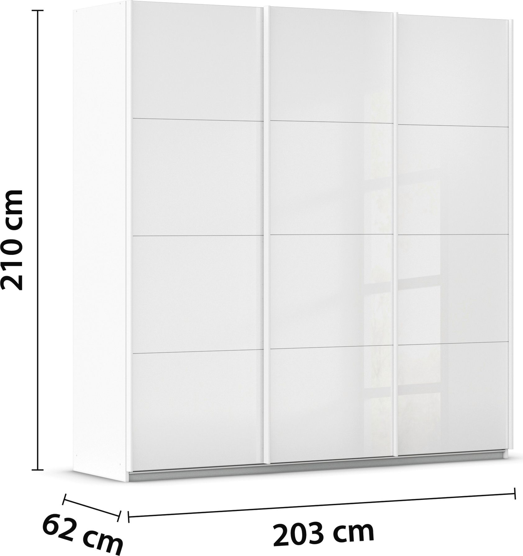 GOODproduct Schwebetürenschrank »Kleiderschrank Schrank Garderobe AGORDO mit Glasfront« Breiten 203/271/315/360 cm, Höhen 210/229 cm,  durchdachte Innenausstattung, in 4 Breiten und 2 Höhen MADE IN GERMANY