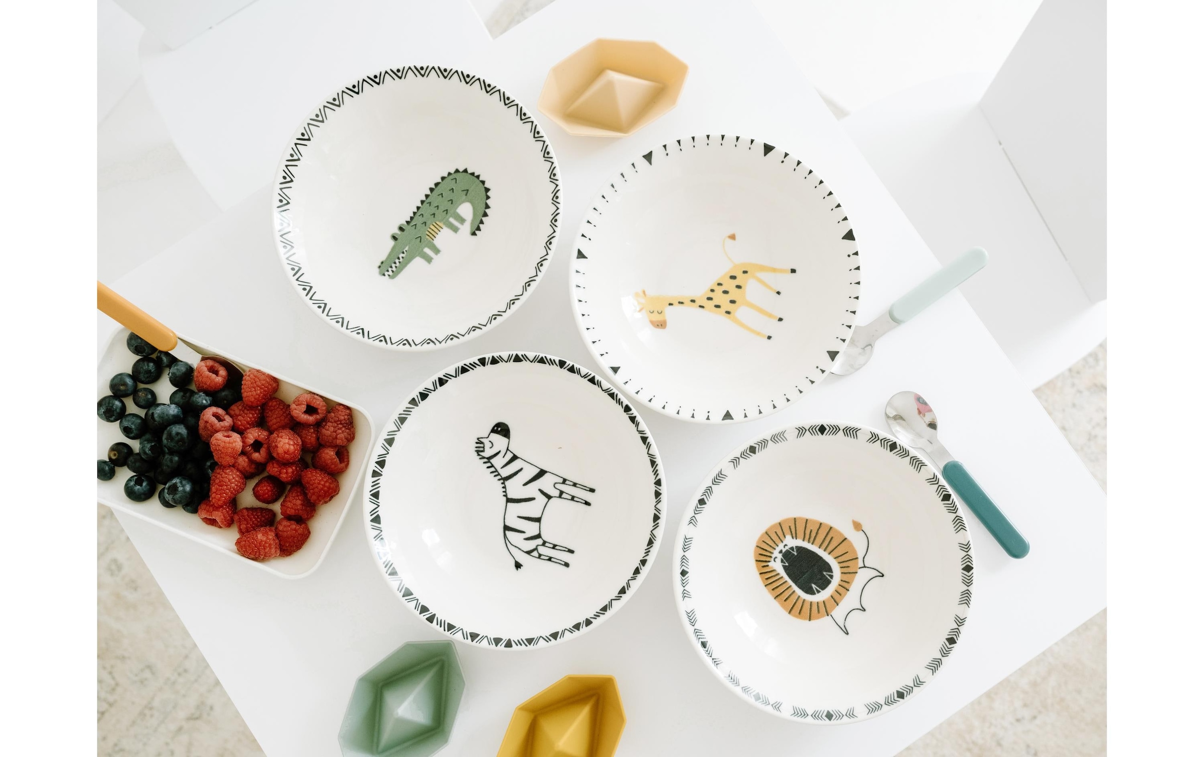 CreaTable Set de vaisselle pour enfants »Safari Steinzeug, 4-teilig«