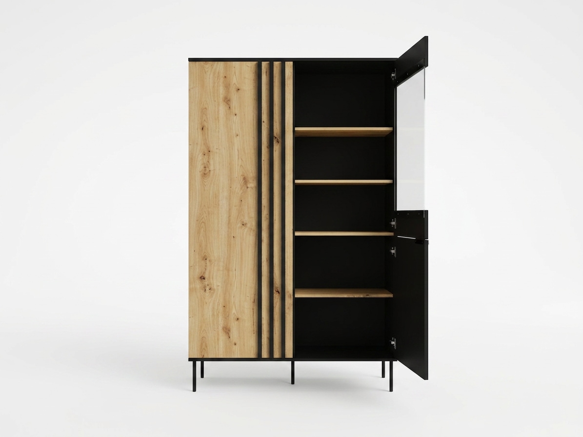 GOODproduct Vitrines »AELLOR Vitrineschrank mit/ohne Beleuchtung, verglast, viel Stauraum« Standvitrine/Glasvitrine mit 2 Türen, 8 Einlegeböden, matt Hochschrank