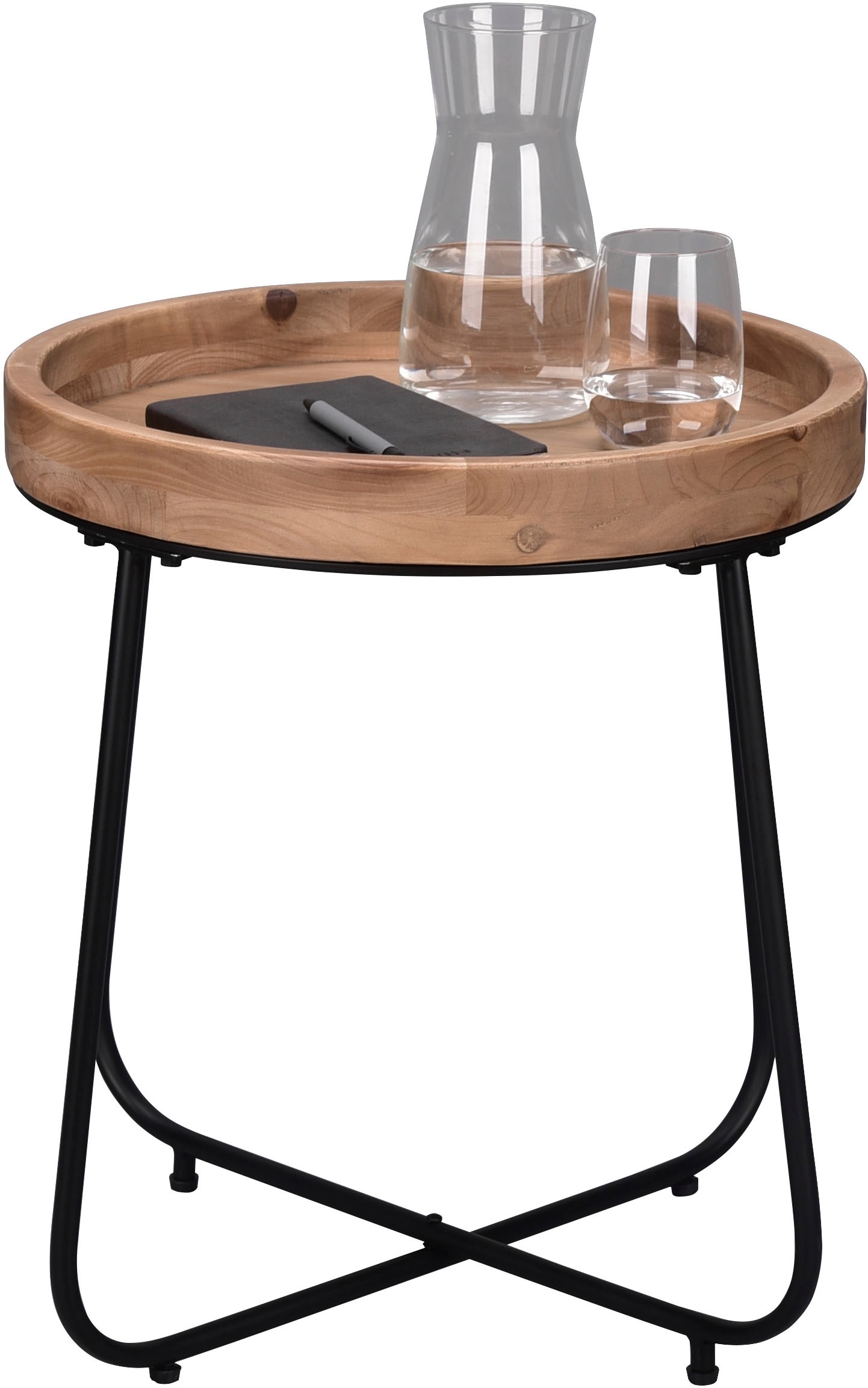 MIRRORS AND MORE Beistelltisch »Jette« 1 Stk. tlg. hochwertige Echtholzplatte