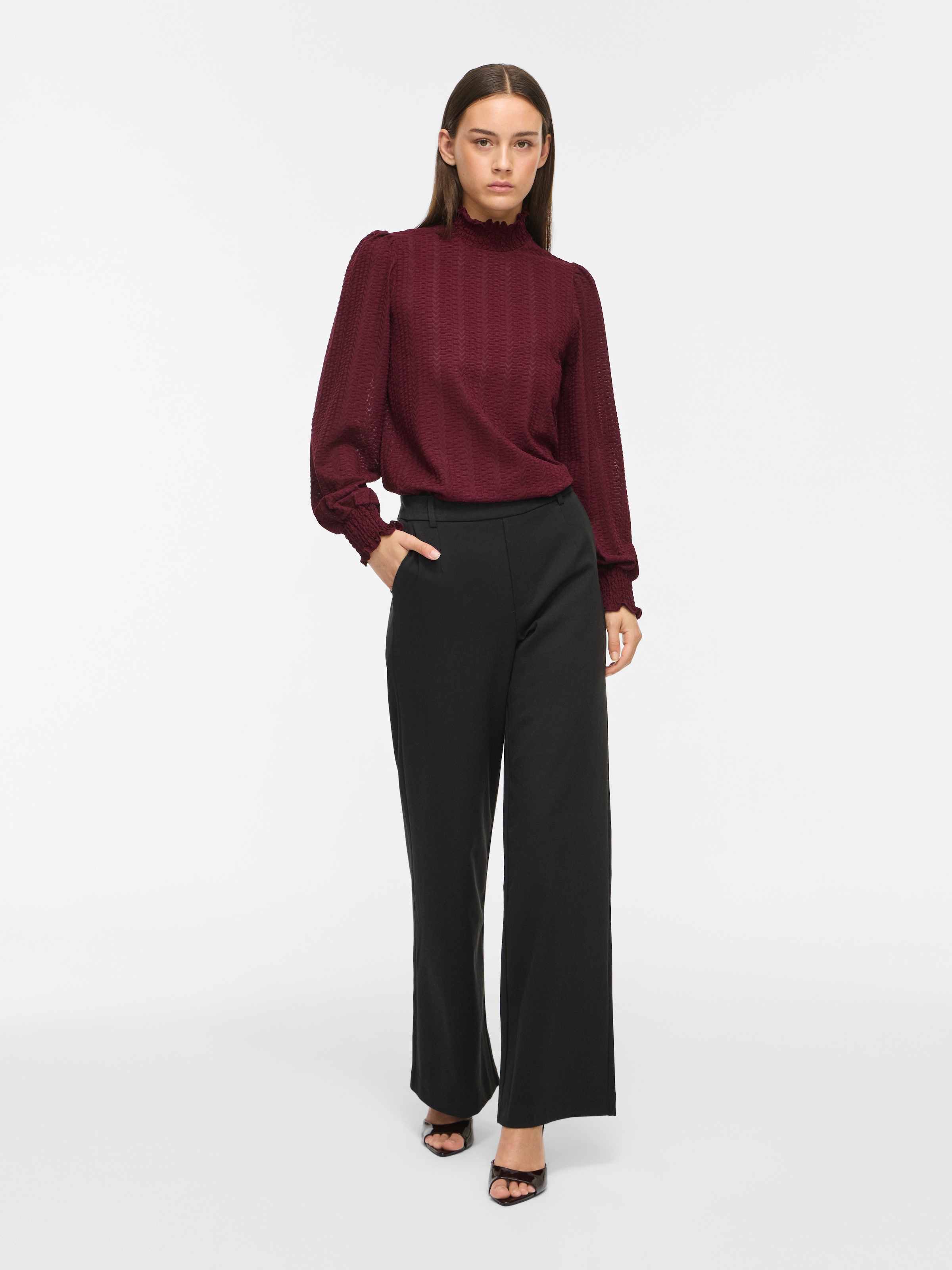 Vila T-shirt à col montant »VILYRI L/S SMOCK TOP - NOOS« mélange de matériaux