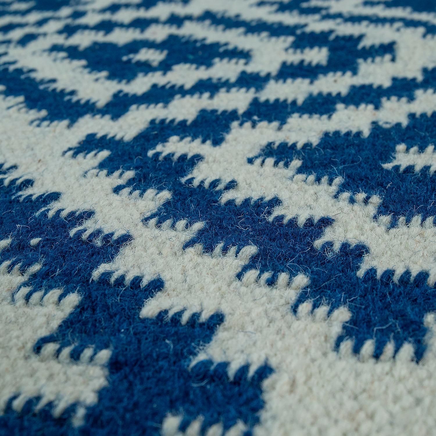 Paco Home Tapis en laine »Kenitra 500« Rectangulaire 12 mm Höhe Flachgewebe, reine Wolle, handgewebt, Rauten Design, mit Fransen