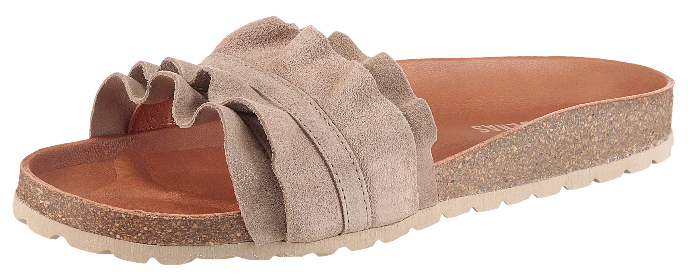 VERBENAS Pantolette »Rocio Roda«  Sommerschuh, Flat mit geschwungenen Laschenstoff