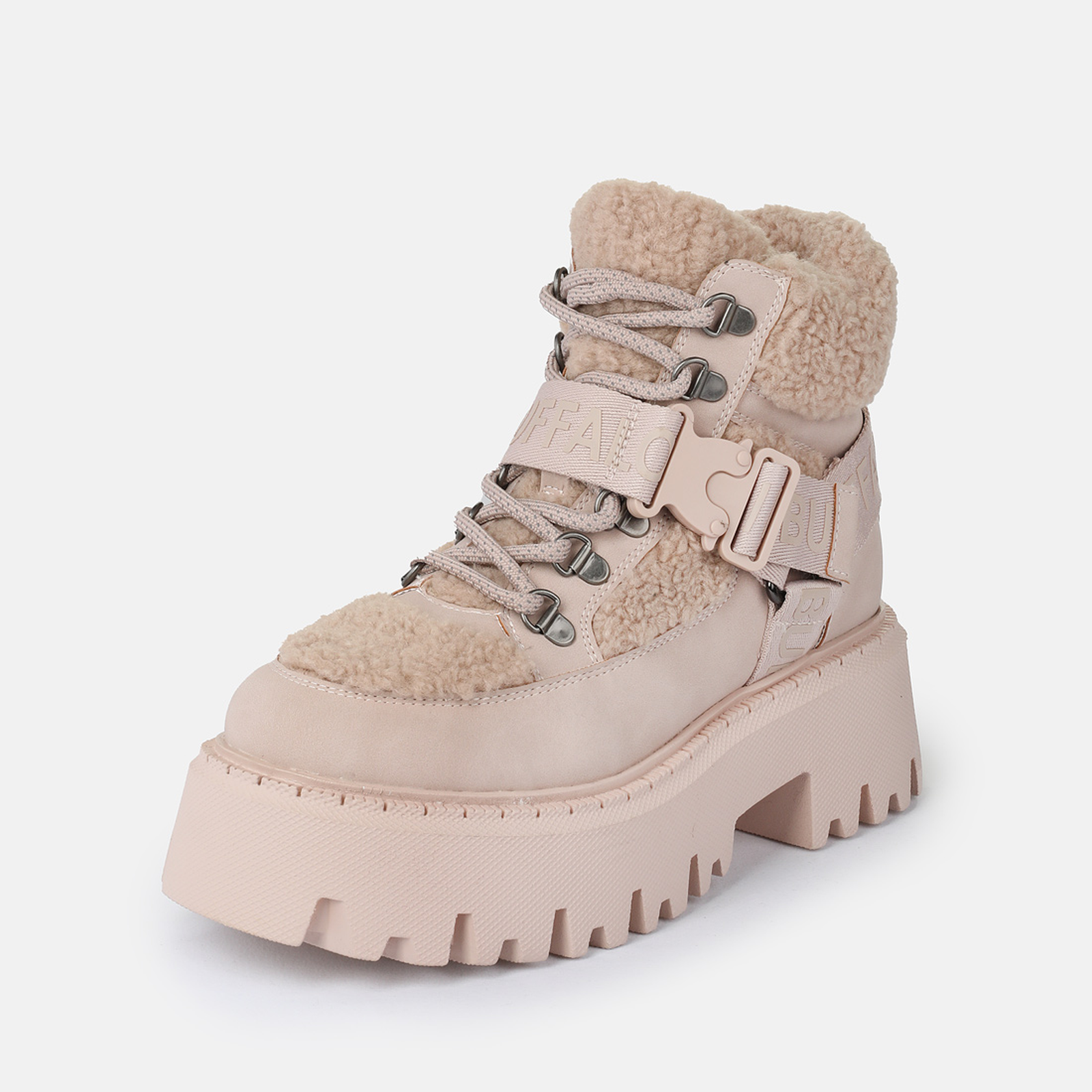 Buffalo Bottes d'hiver  bottes à plateforme, bottines tendance, bottines à lacets avec imitation fourrure