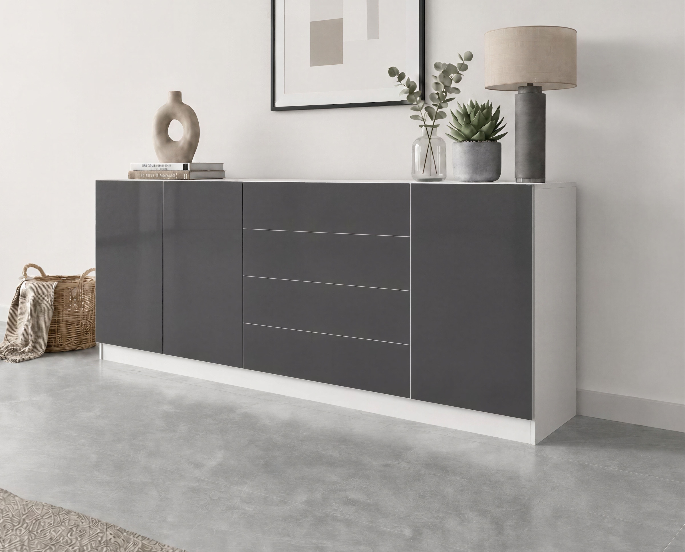 borchardt Möbel Sideboard »Vaasa, Kommode mit 3 Türen und 4 Schubkästen auf Kugelführungen« Breite 190 cm