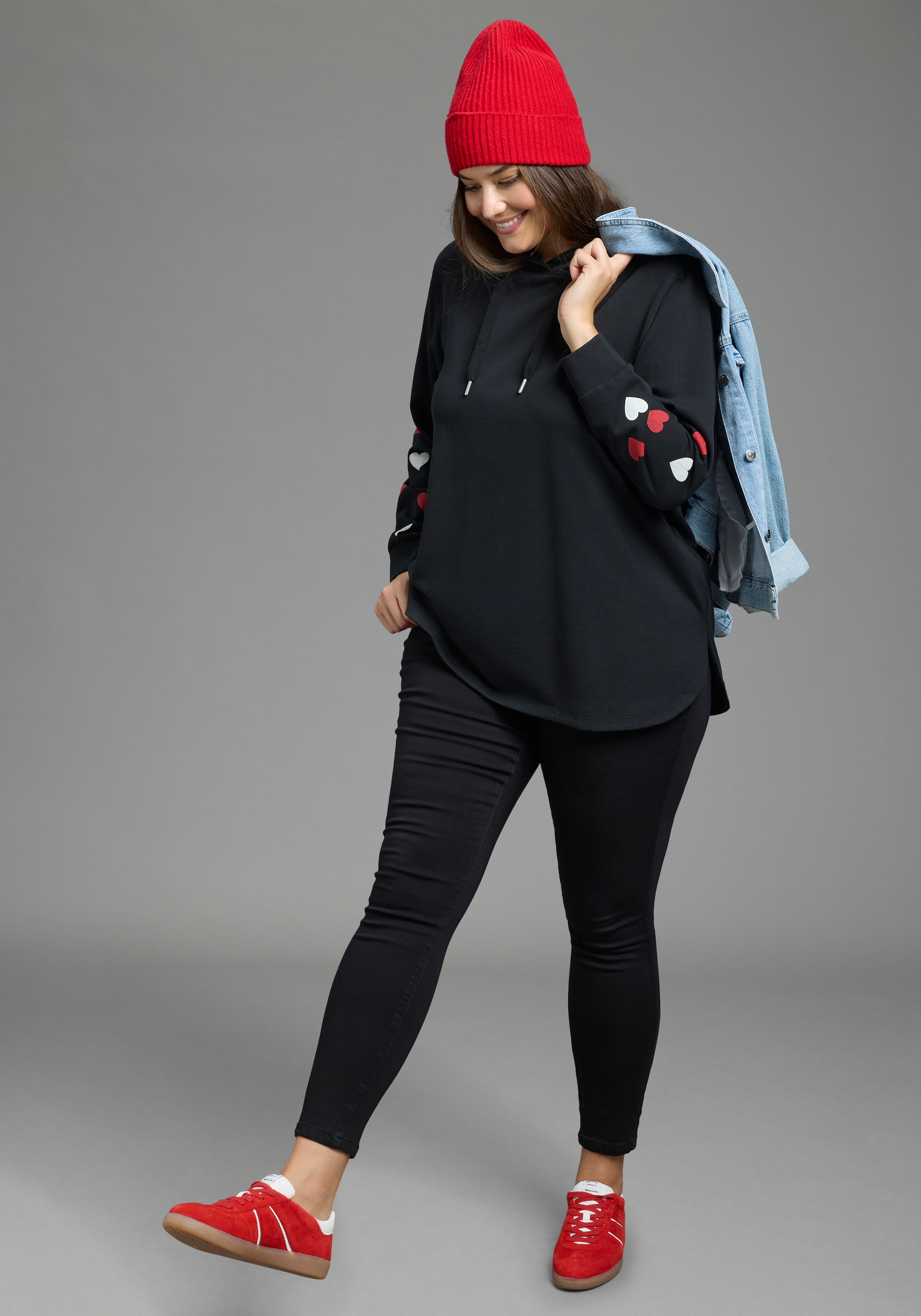 Laura Scott CURVE Sweat à capuche »Grosse Grössen«, en look oversize en coton doux
